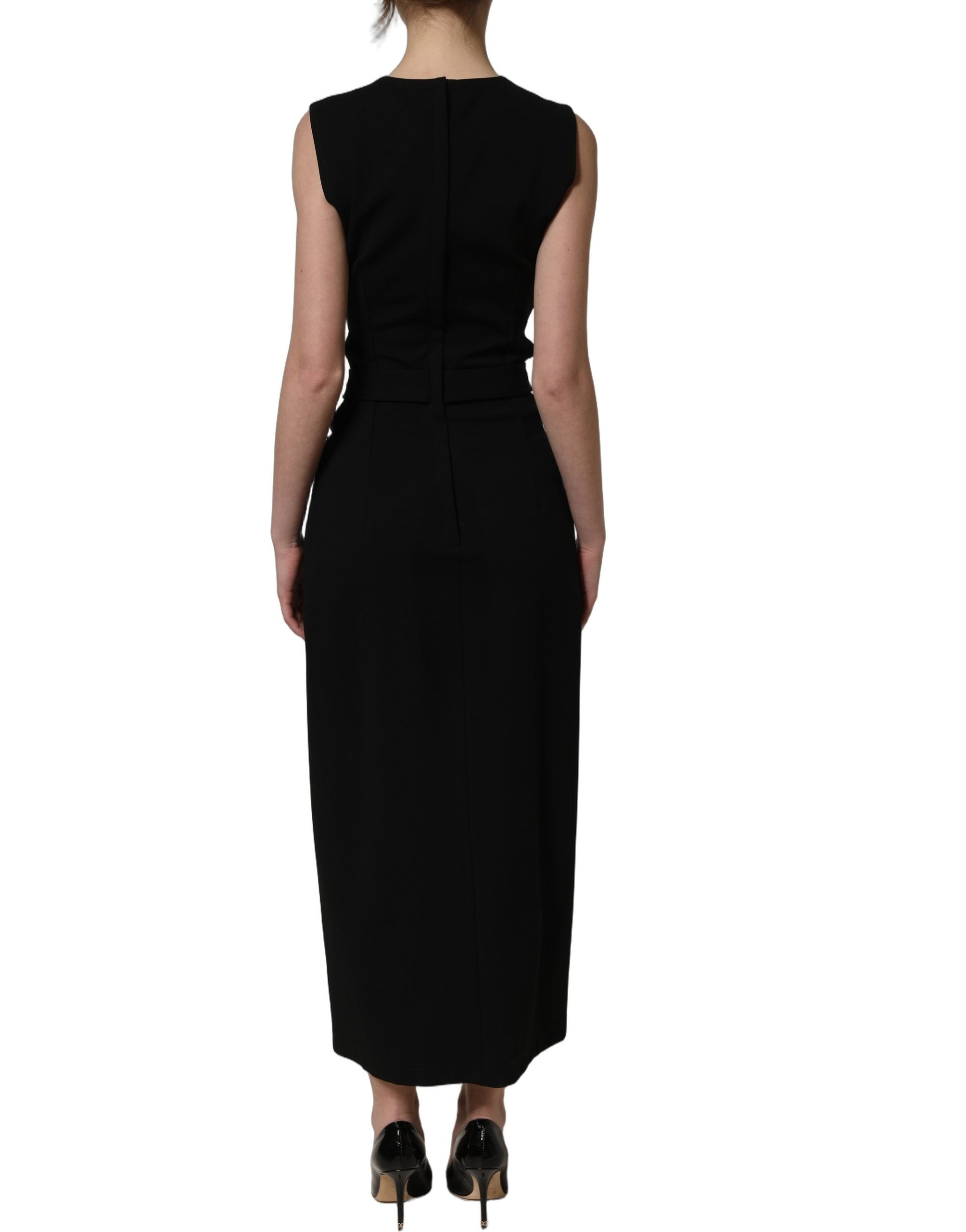 Dolce & Gabbana Schwarzes Maxikleid ohne Ärmel mit Cut-Out-Detail-6