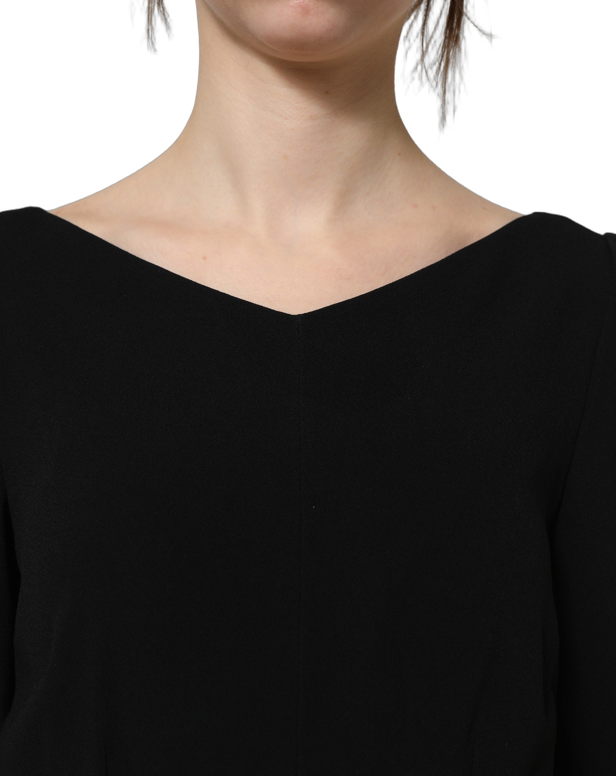 Dolce & Gabbana Schwarzes Midikleid mit kurzen Ärmeln und A-Linie aus Viskose-6