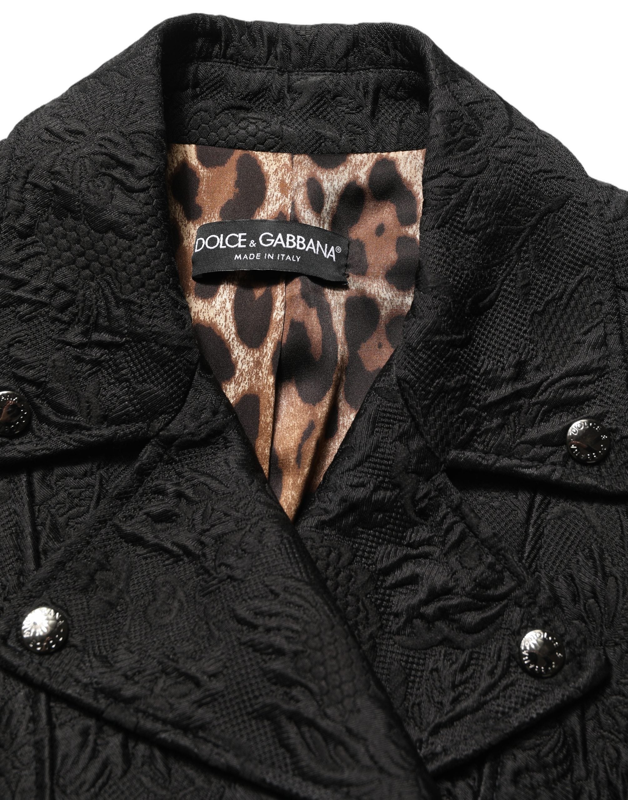 Dolce & Gabbana Schwarze Biker-Blousonjacke aus Blumenbrokat-3