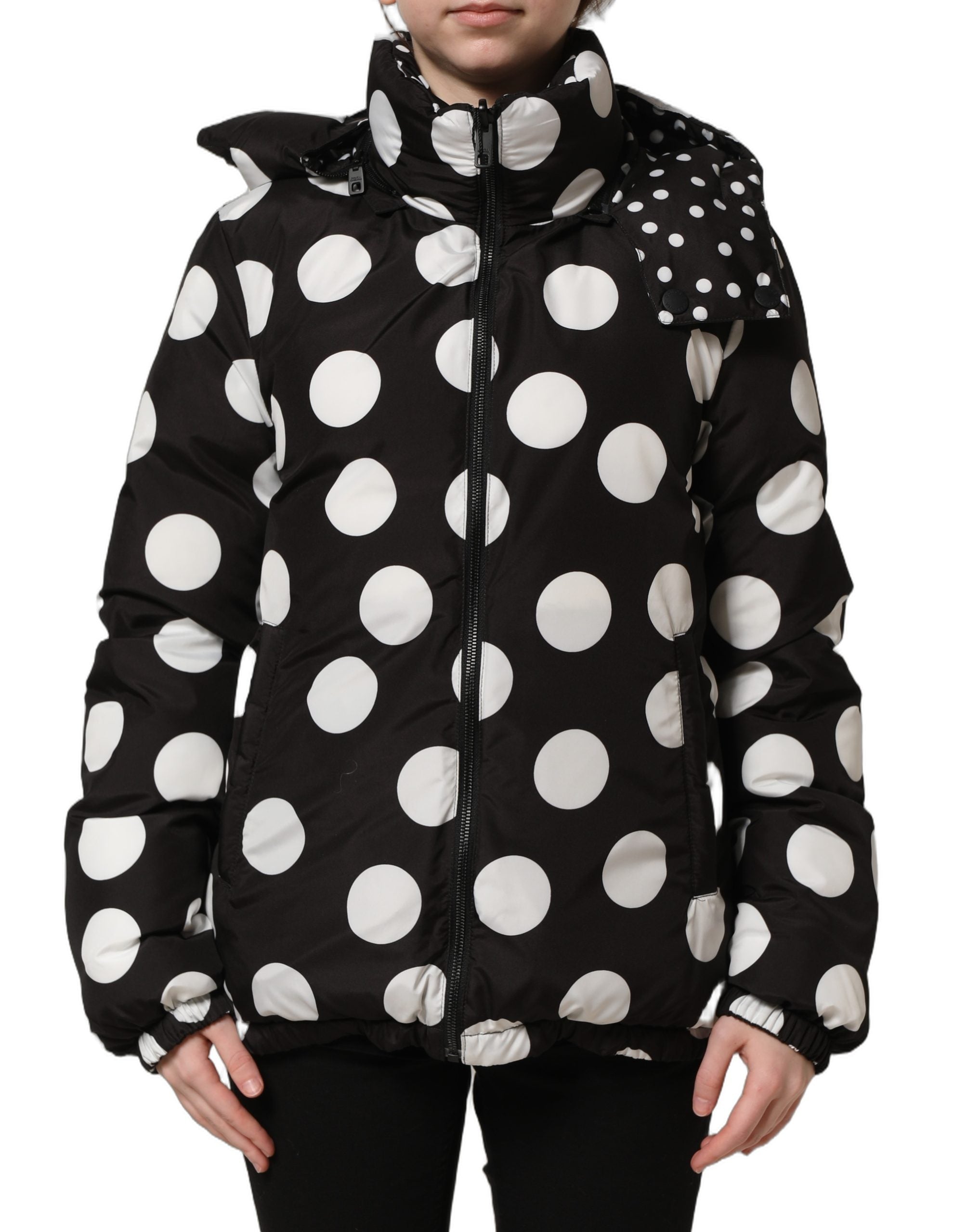 Dolce & Gabbana Kapuzenblousonjacke mit schwarz-weißen Polka Dots-3