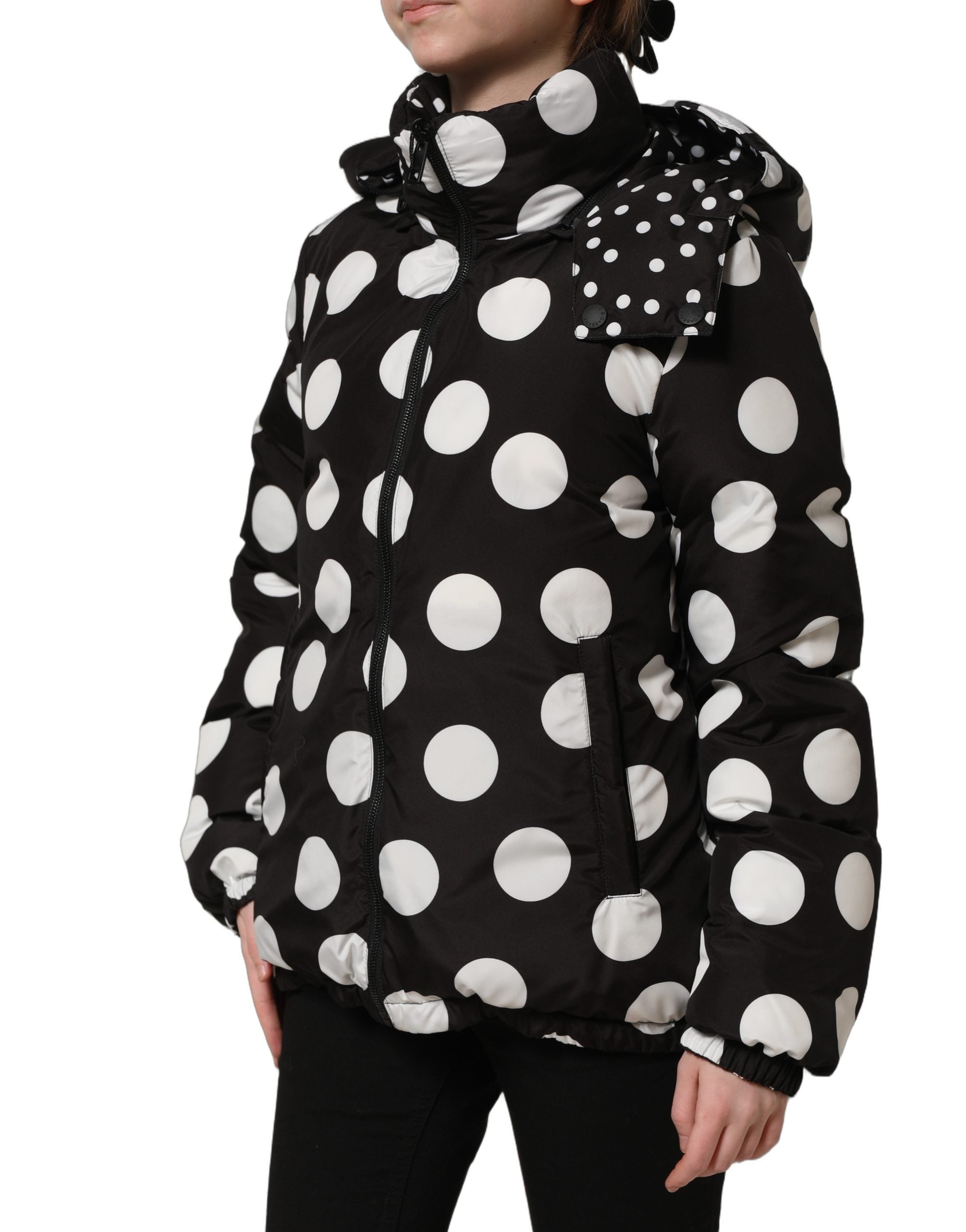Dolce & Gabbana Kapuzenblousonjacke mit schwarz-weißen Polka Dots-4