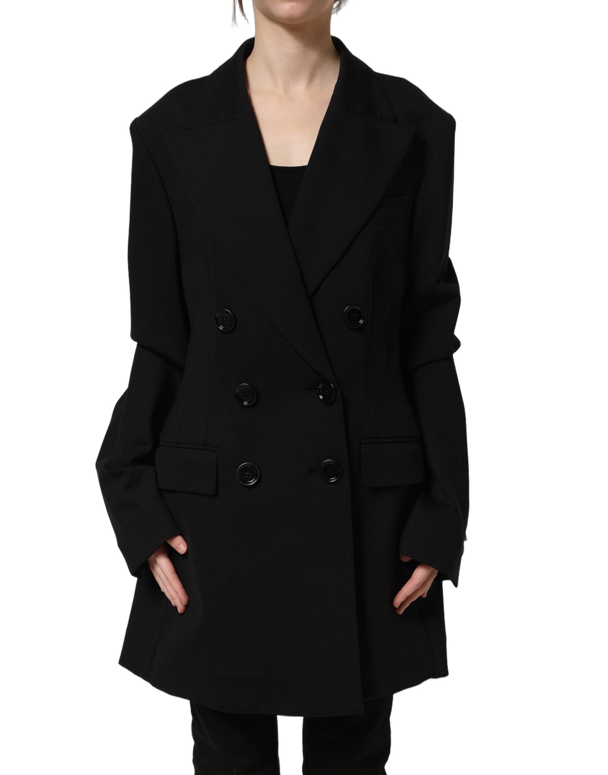 Dolce & Gabbana Schwarzer Krepp-Blazer im Double-Breasted-Stil-2