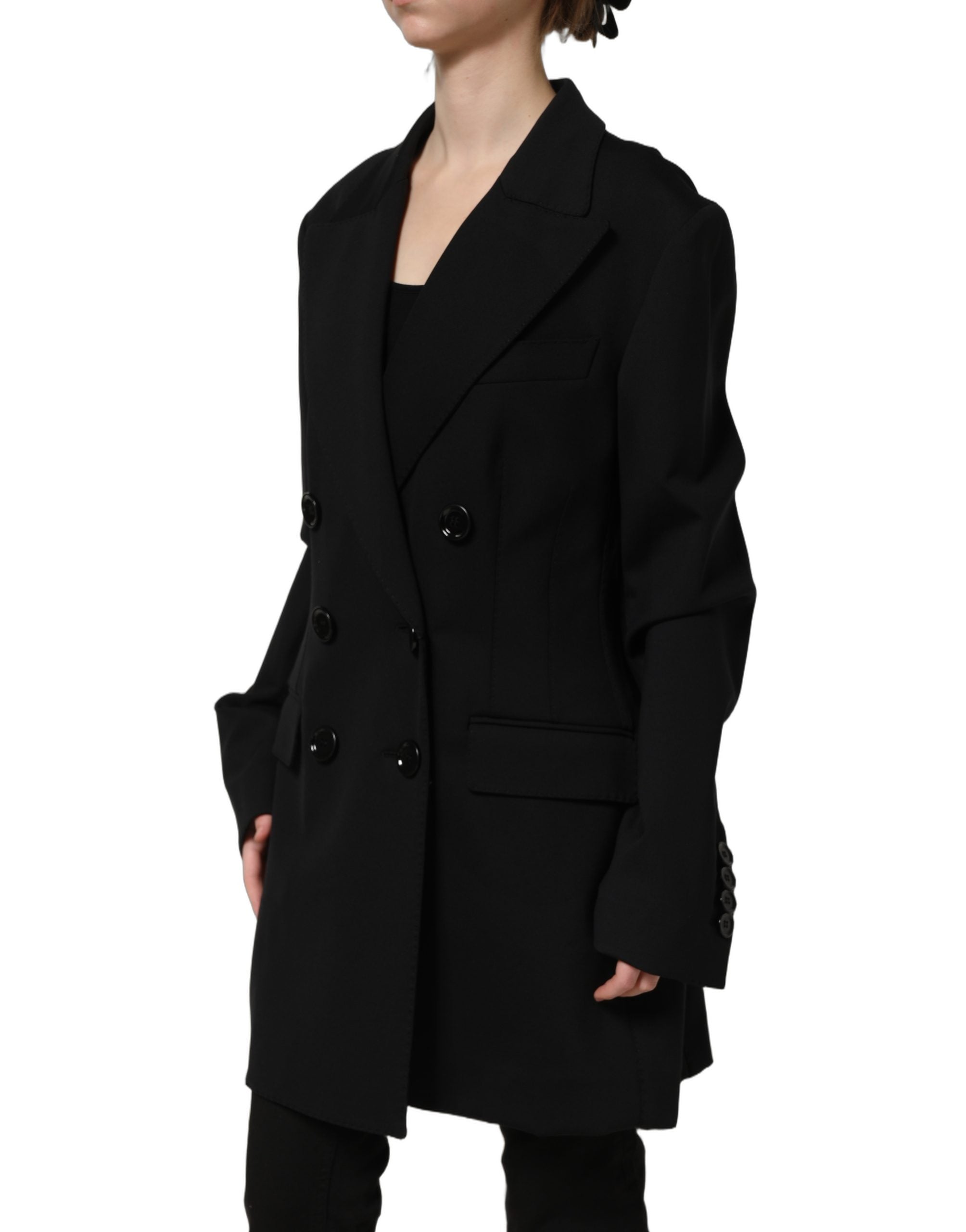 Dolce & Gabbana Schwarzer Krepp-Blazer im Double-Breasted-Stil-4