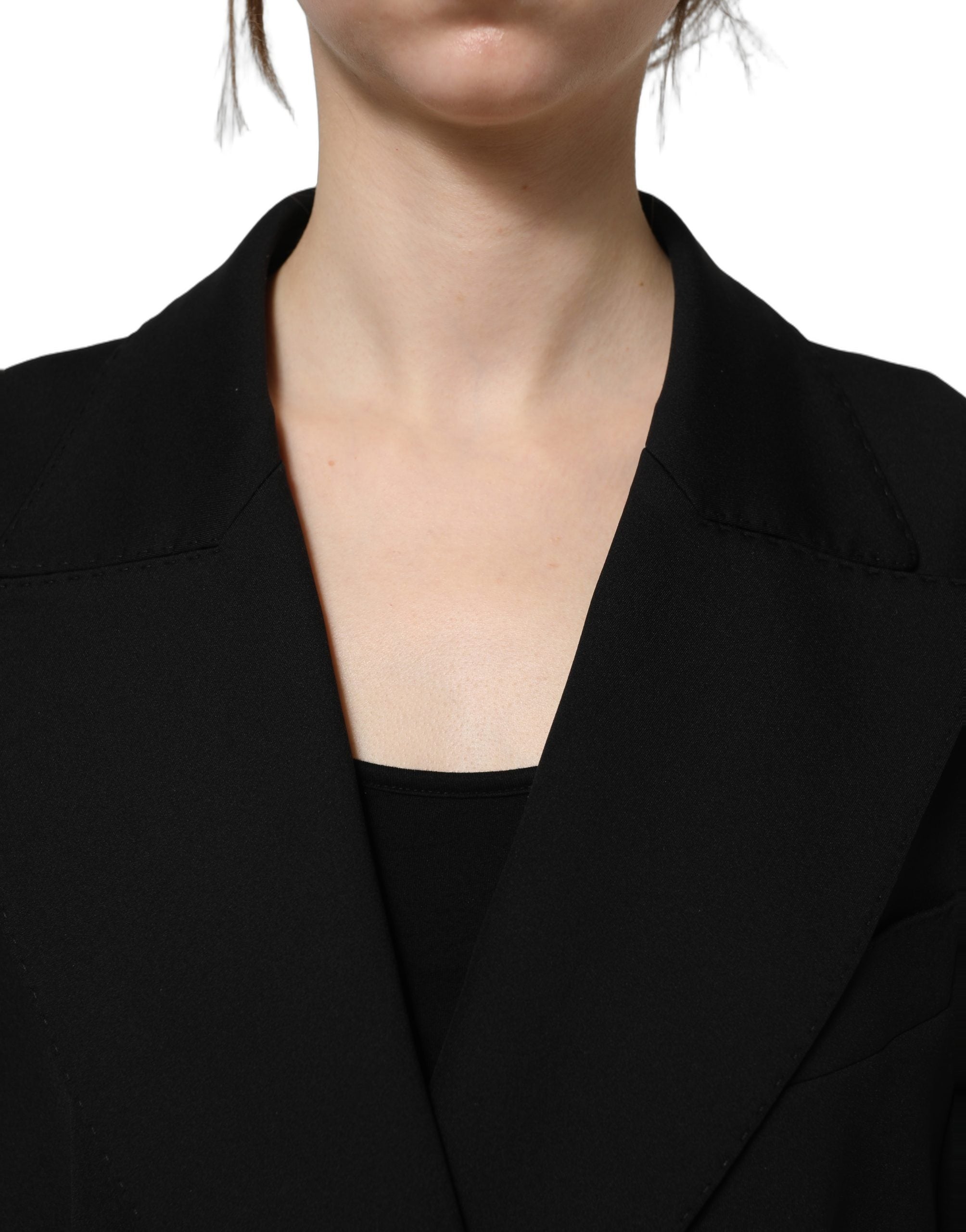 Dolce & Gabbana Schwarzer Krepp-Blazer im Double-Breasted-Stil-6