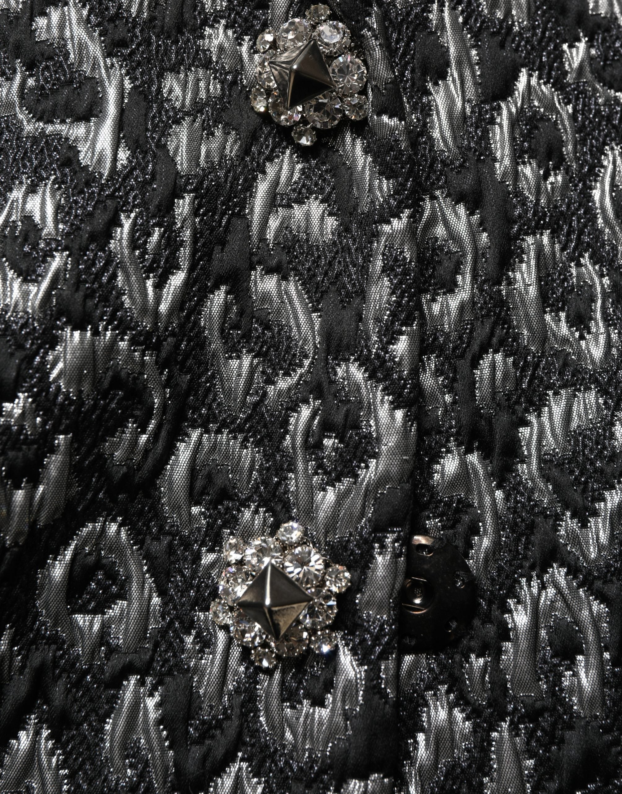 Dolce & Gabbana Schwarzer Jacquard-Mantel mit Silber-Leo-Muster-6
