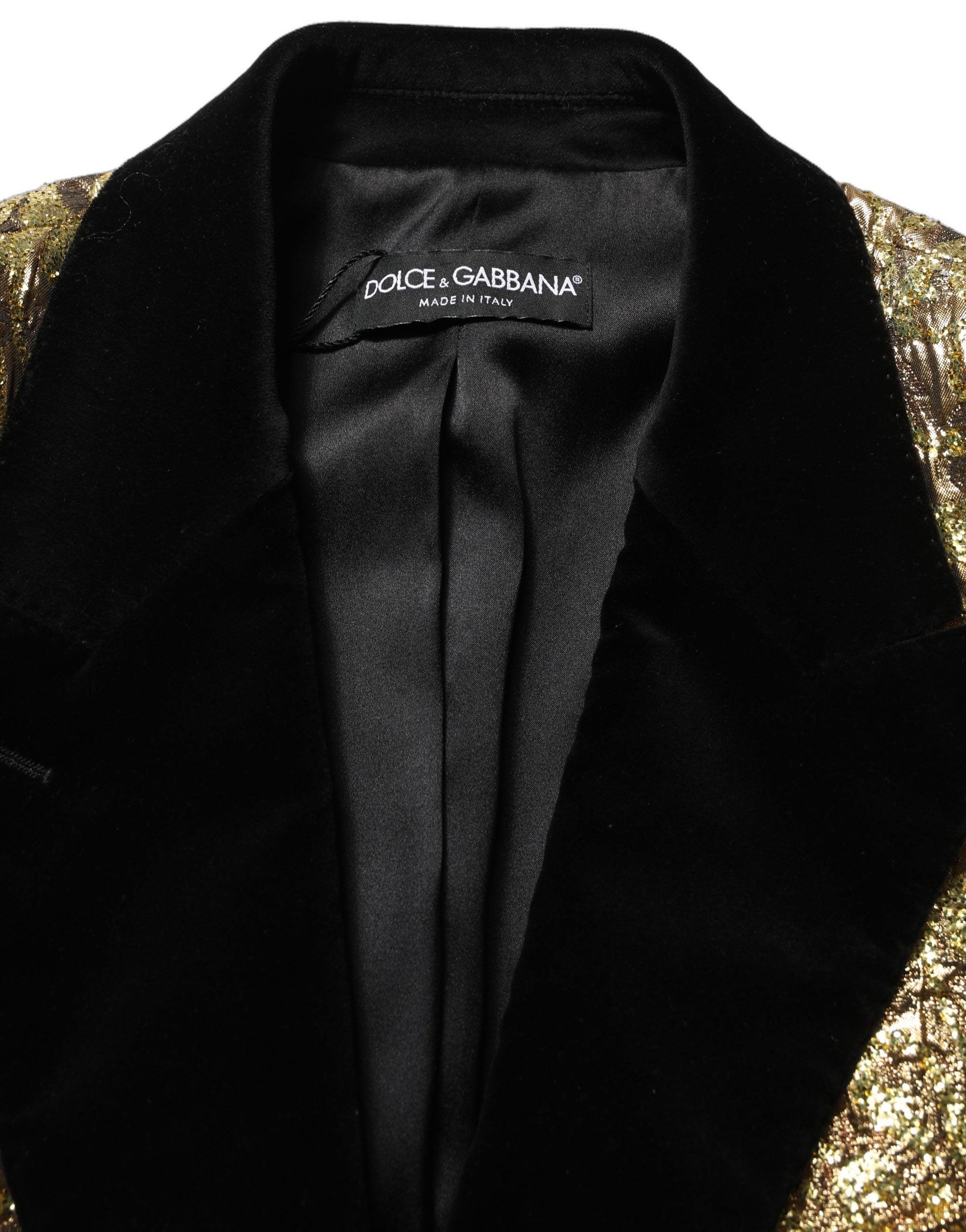 Dolce & Gabbana Goldfarbener Woll-Trenchcoat im Jacquard-Dessin mit Blumenmuster-1
