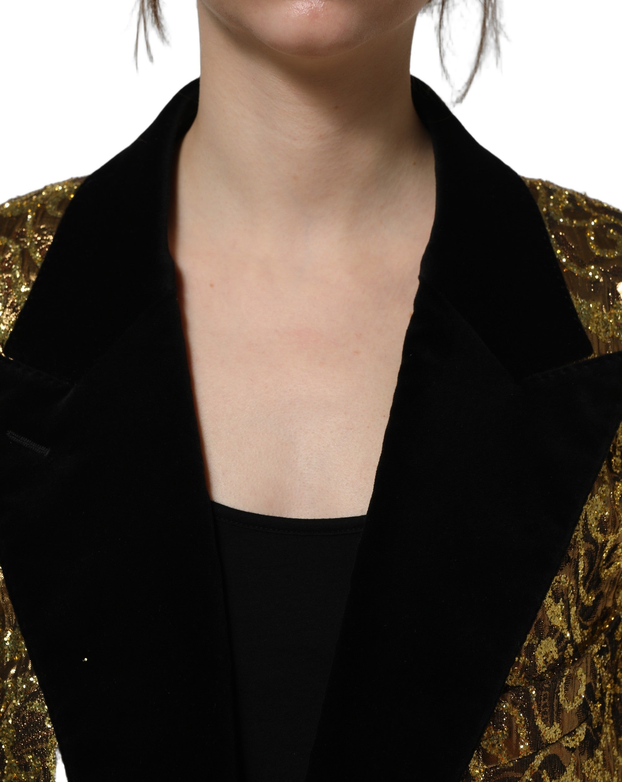 Dolce & Gabbana Goldfarbener Woll-Trenchcoat im Jacquard-Dessin mit Blumenmuster-6