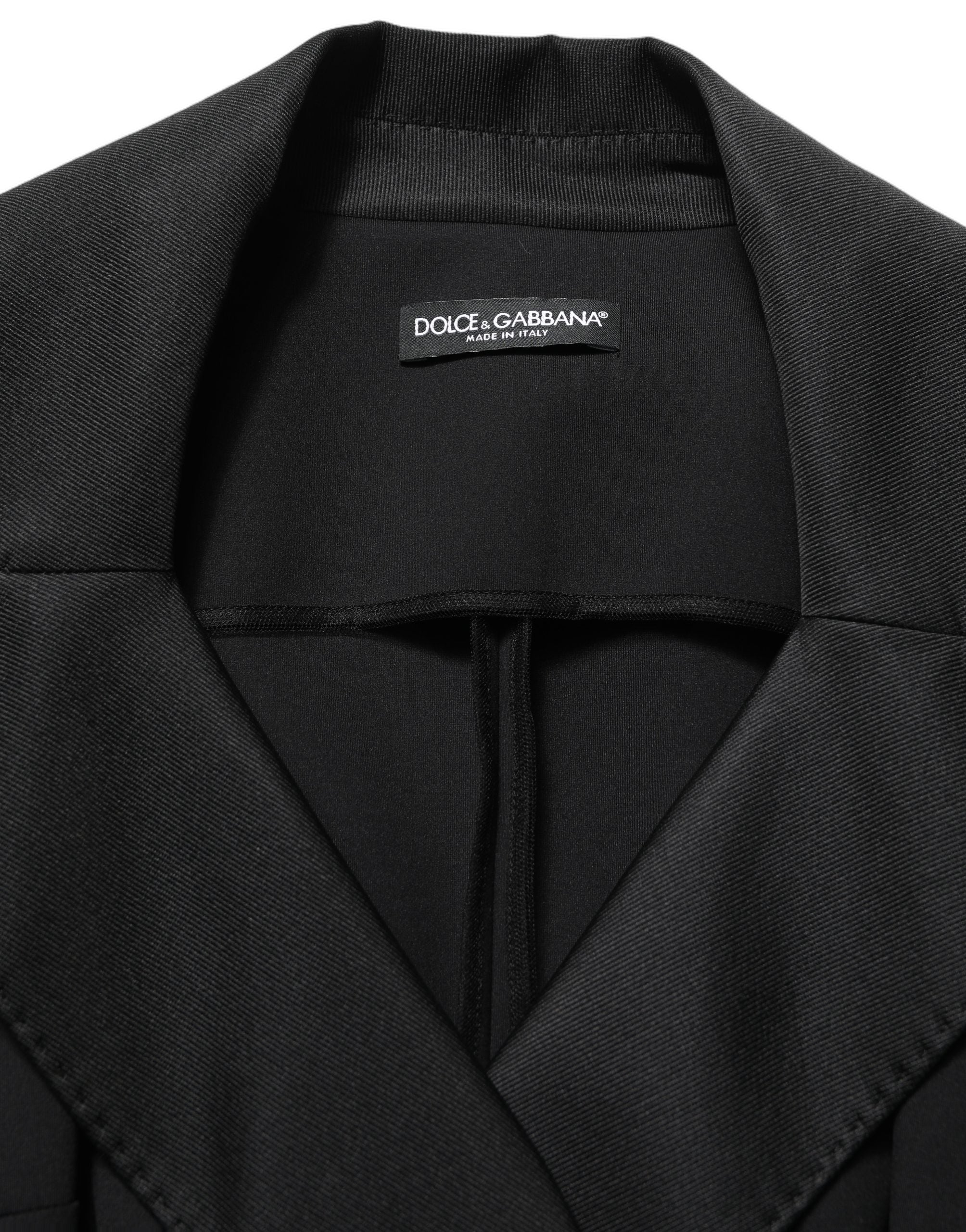 Dolce & Gabbana Schwarzer doppelreihiger Mantel aus Nylon-2