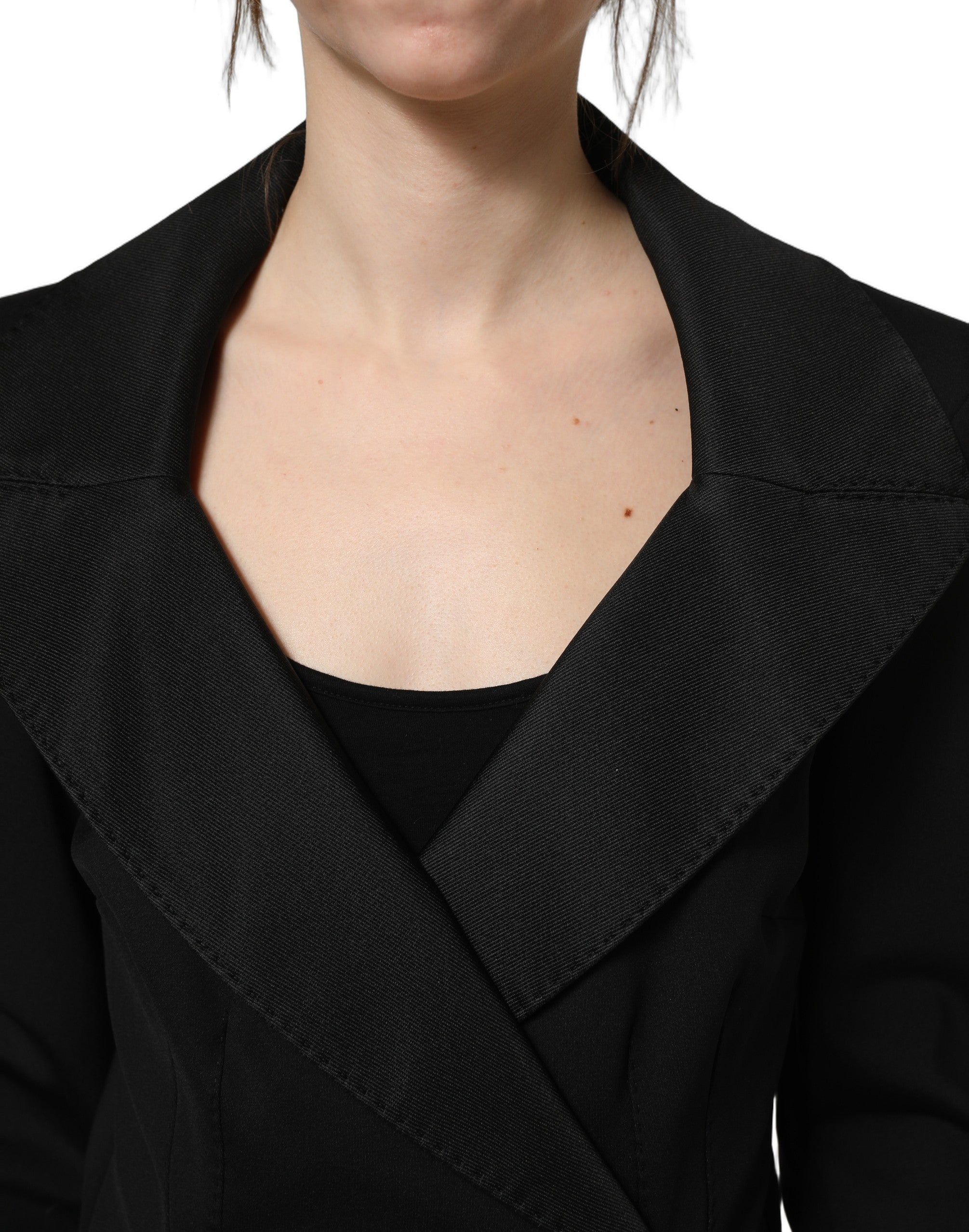 Dolce & Gabbana Schwarzer doppelreihiger Mantel aus Nylon-3