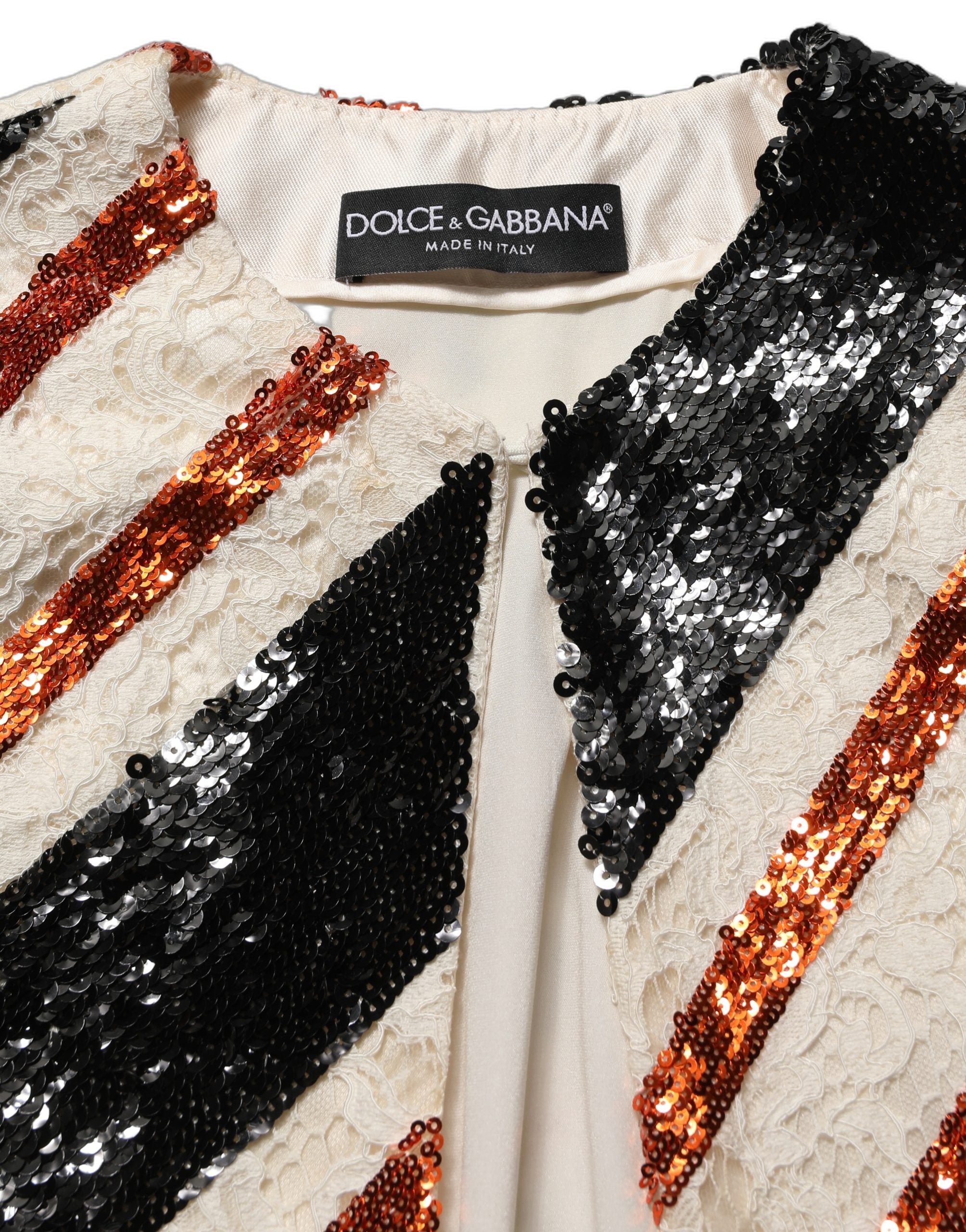 Dolce & Gabbana Mehrfarbiger Pailletten-Kimono-Mantel mit Streifen-1
