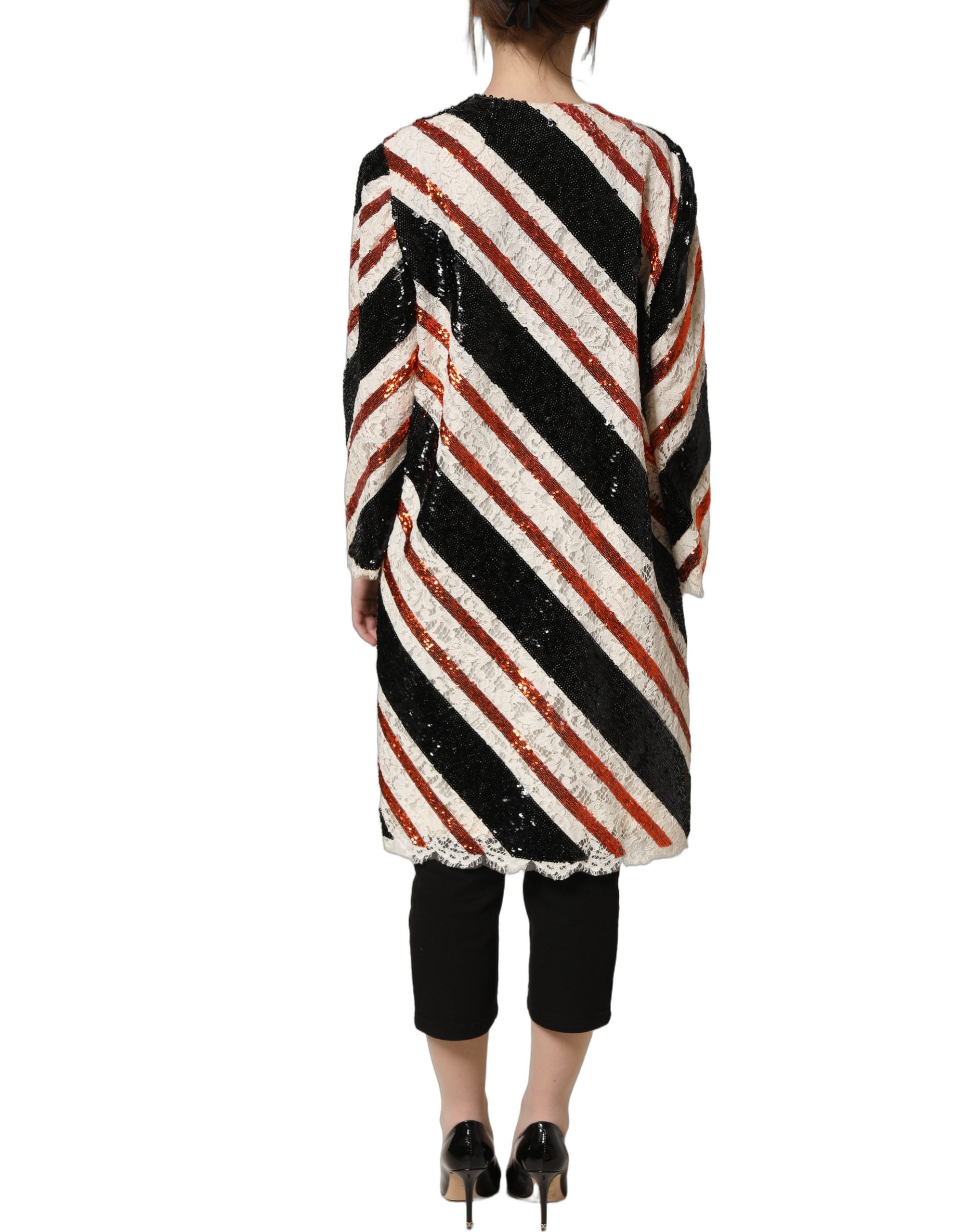 Dolce & Gabbana Mehrfarbiger Pailletten-Kimono-Mantel mit Streifen-5