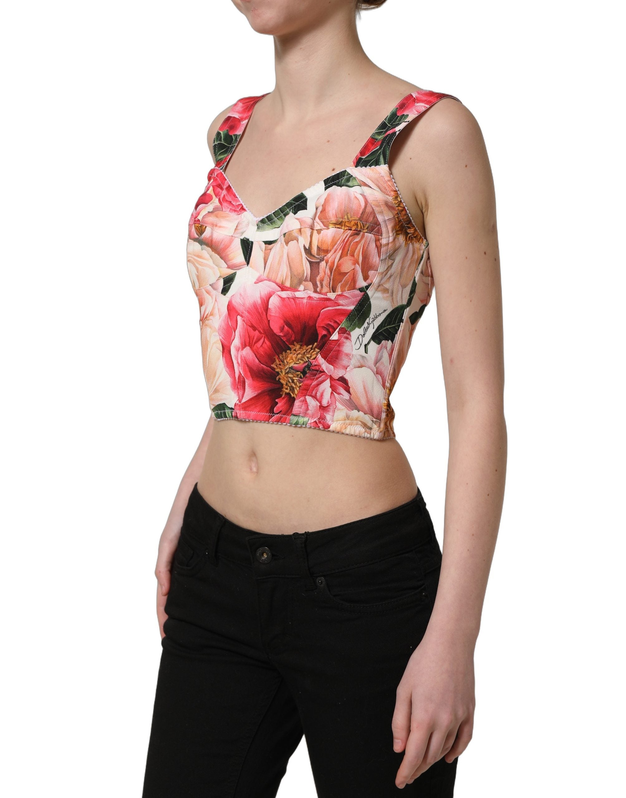 Dolce & Gabbana Bustier-Top mit Blumenprint in Multicolor-5