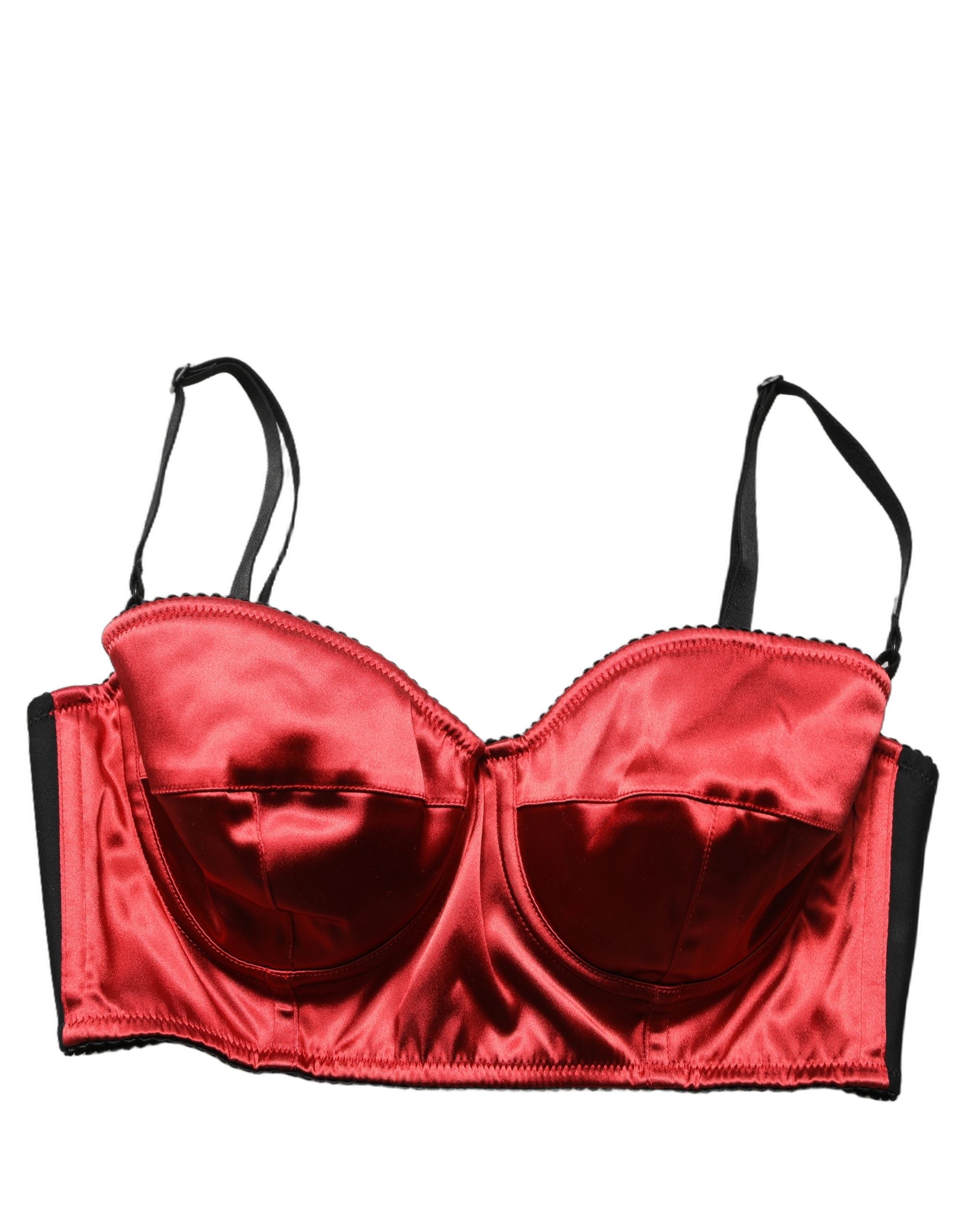 Dolce & Gabbana Rotes Bustier-Top aus Polyester-Satin, Cropped-6