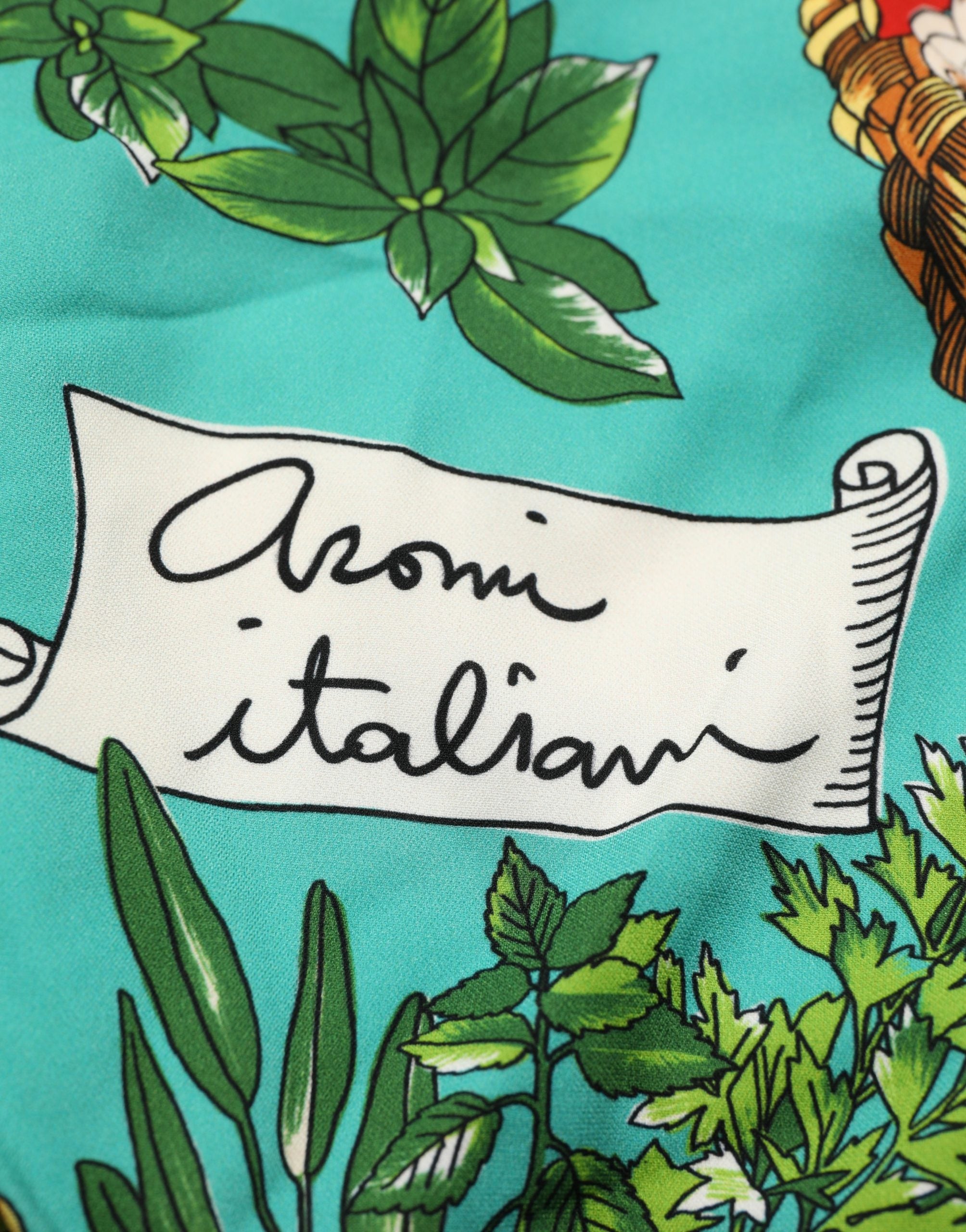 Dolce & Gabbana Mehrfarbiges Seiden-Crop-Top mit Gemüseprint