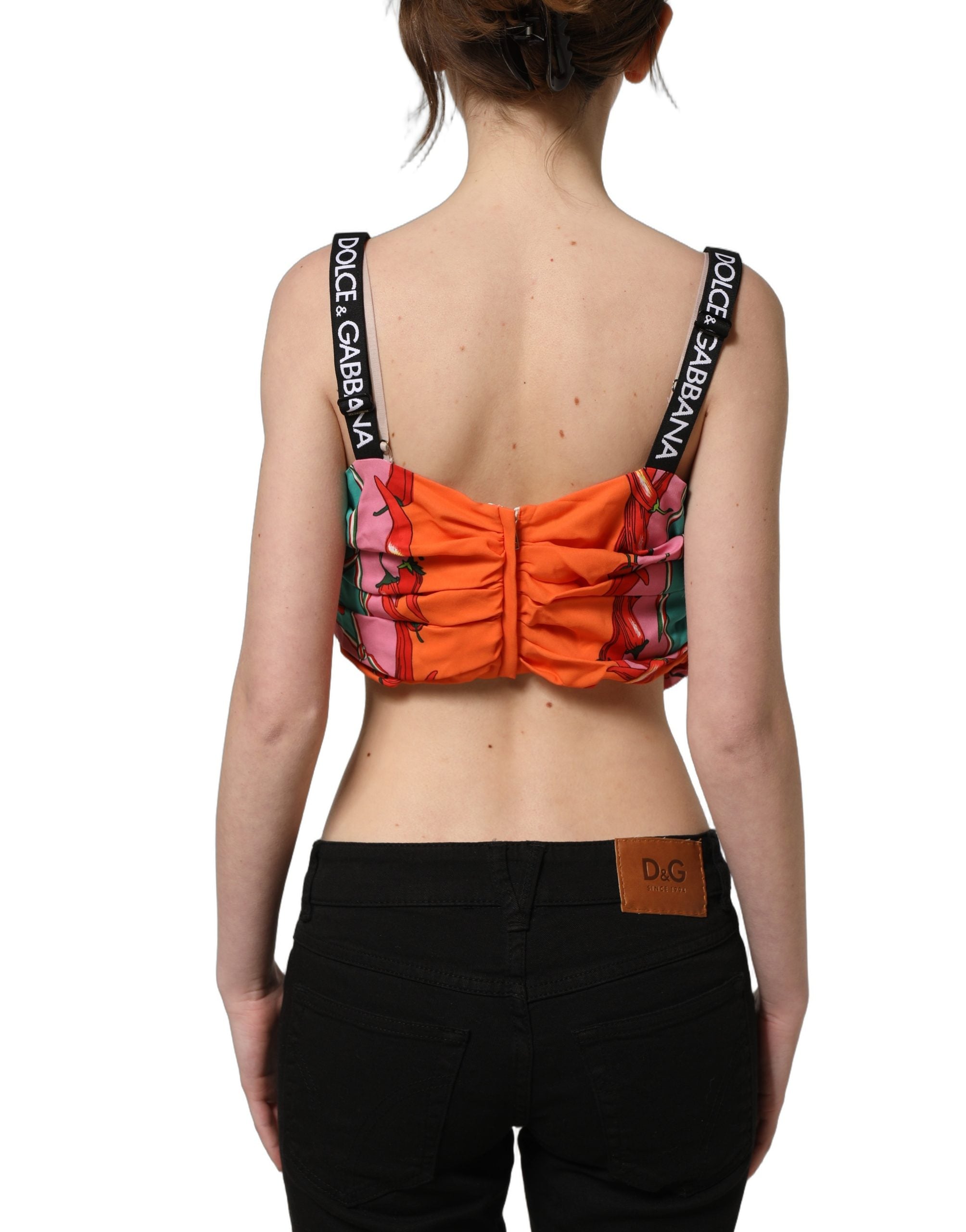 Dolce & Gabbana Mehrfarbiges Seiden-Crop-Top mit Gemüseprint-5