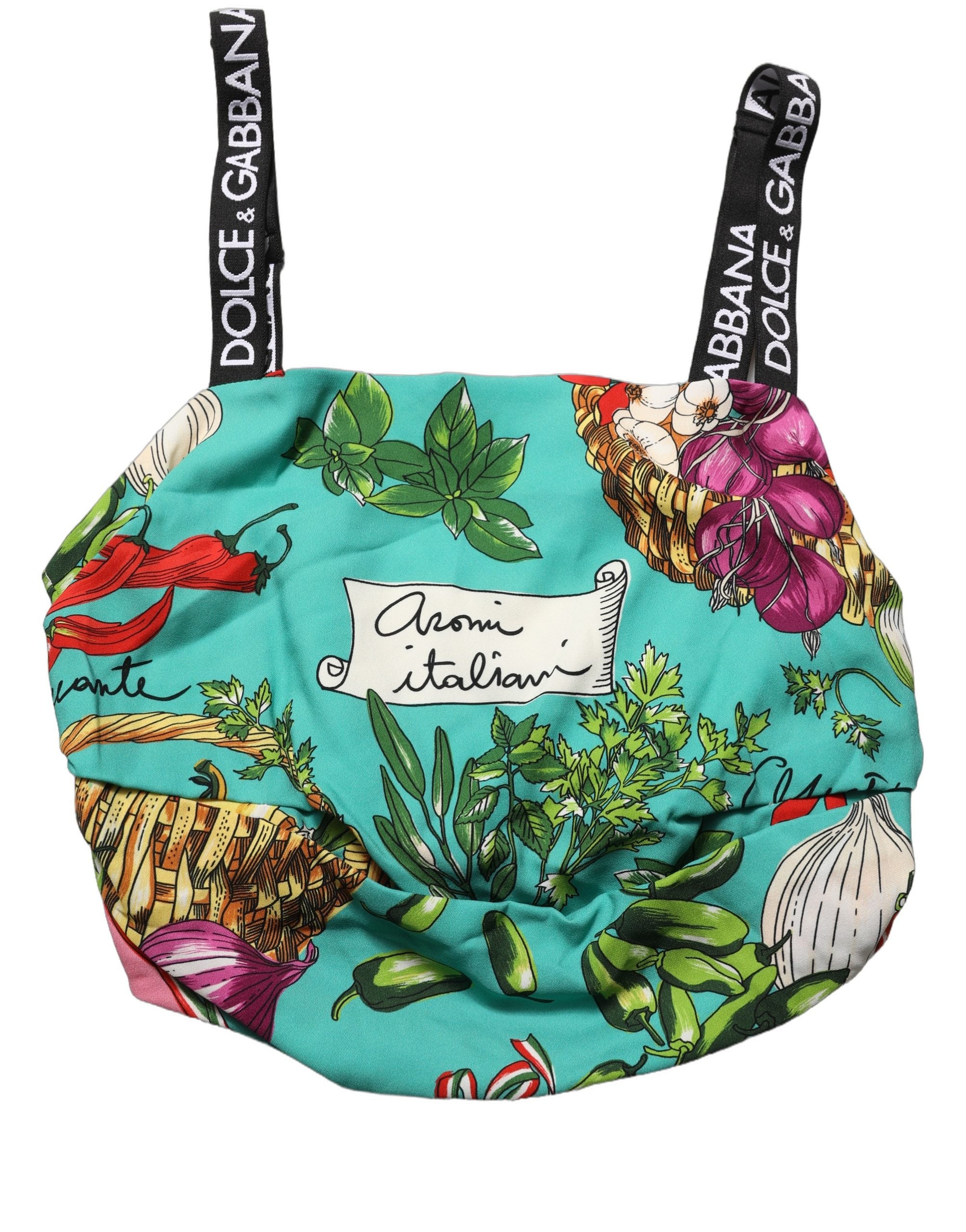 Dolce & Gabbana Mehrfarbiges Seiden-Crop-Top mit Gemüseprint-7
