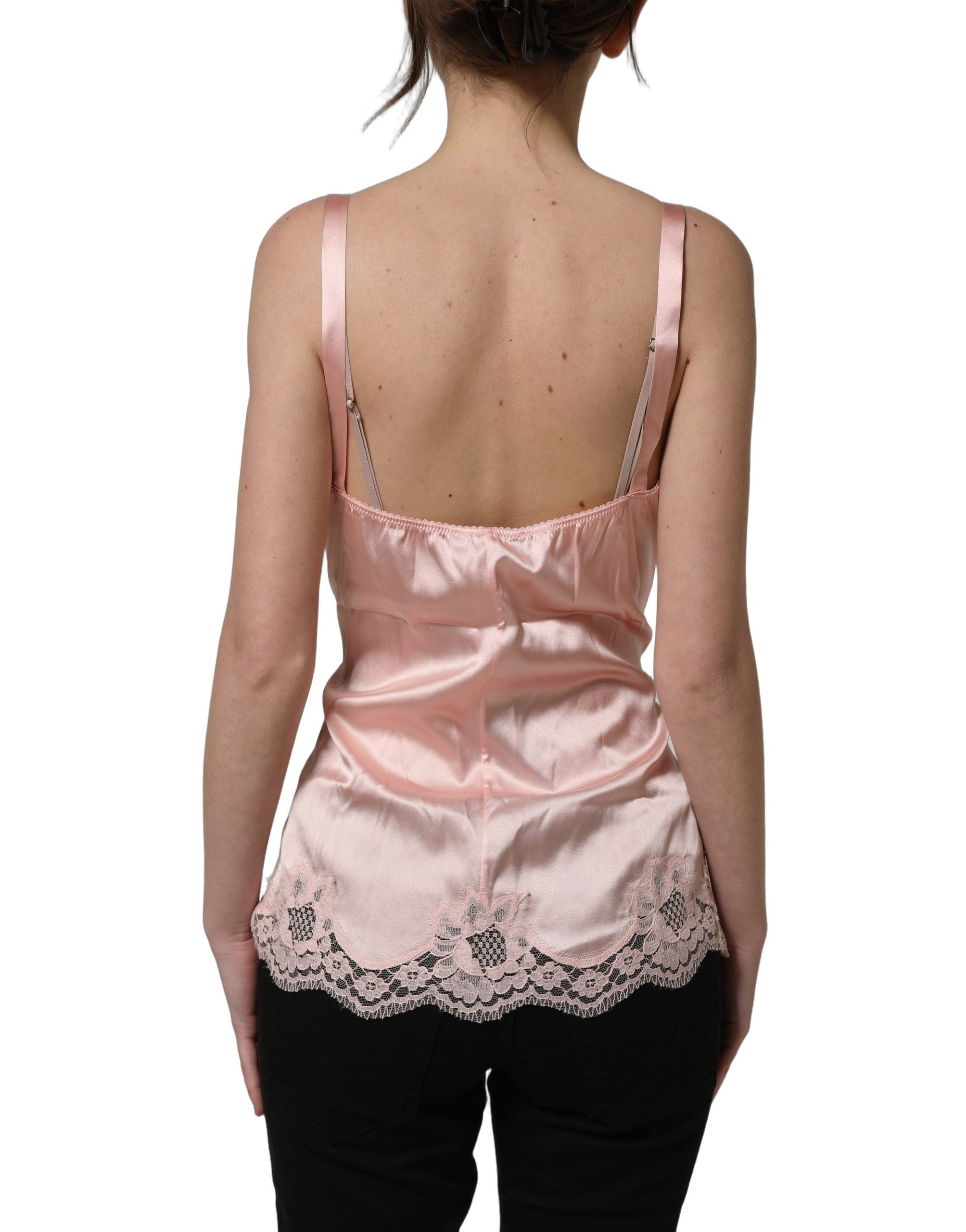 Dolce & Gabbana Hellrosa Floral Lace Lingerie Unterhemd-2