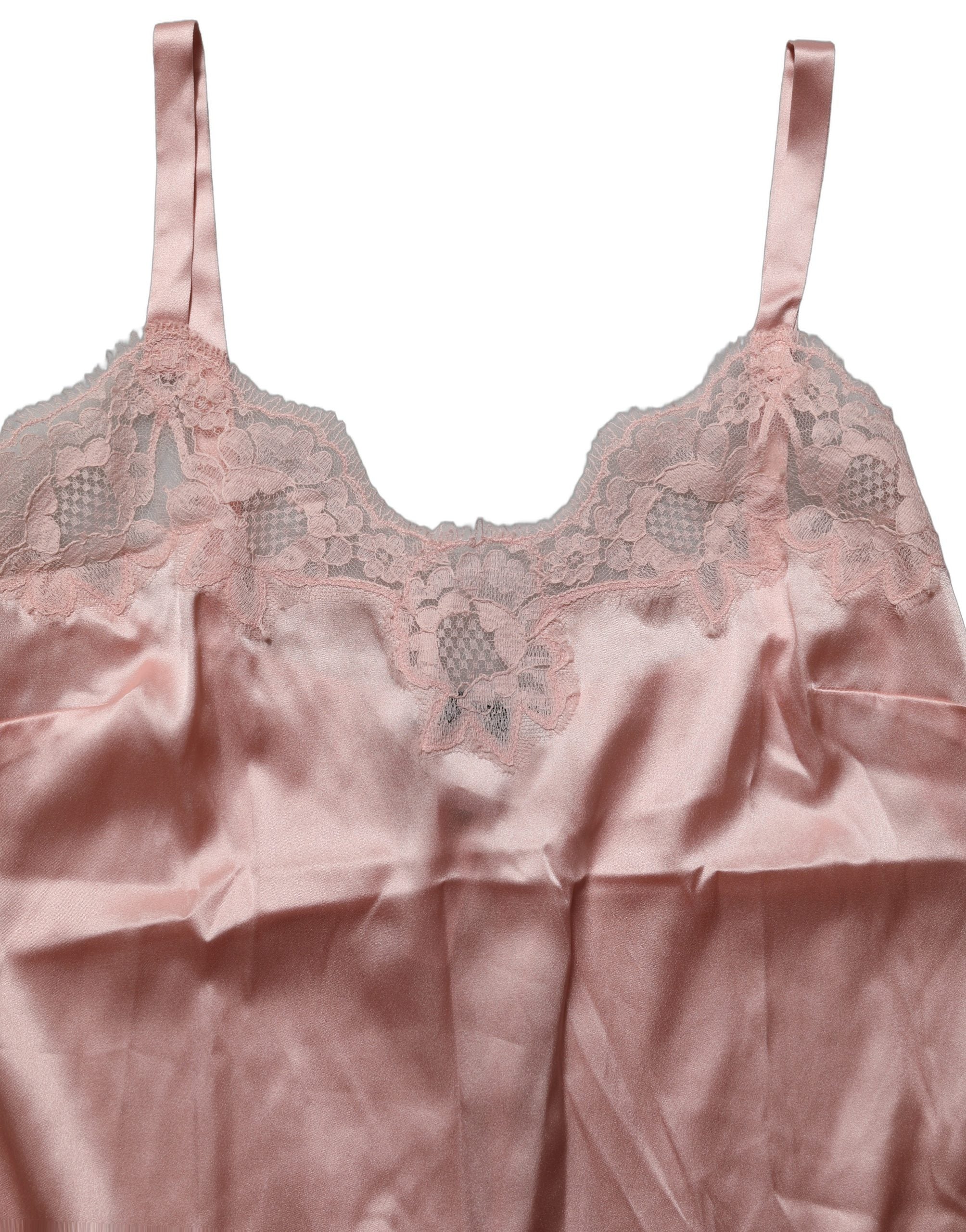 Dolce & Gabbana Hellrosa Floral Lace Lingerie Unterhemd-3