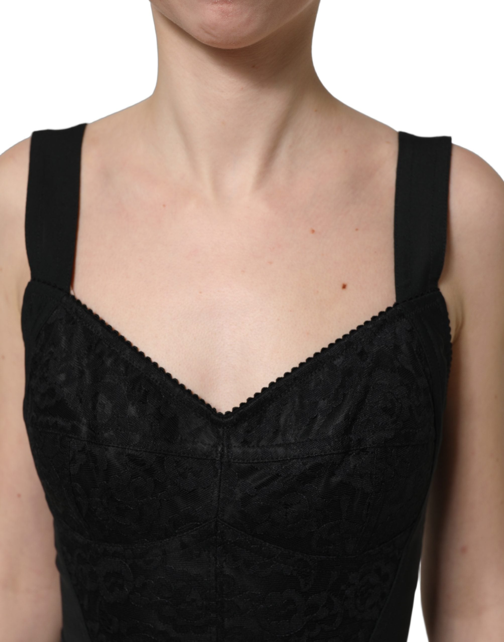 Dolce & Gabbana Schwarzer Korsett-Body aus floraler Spitze-6