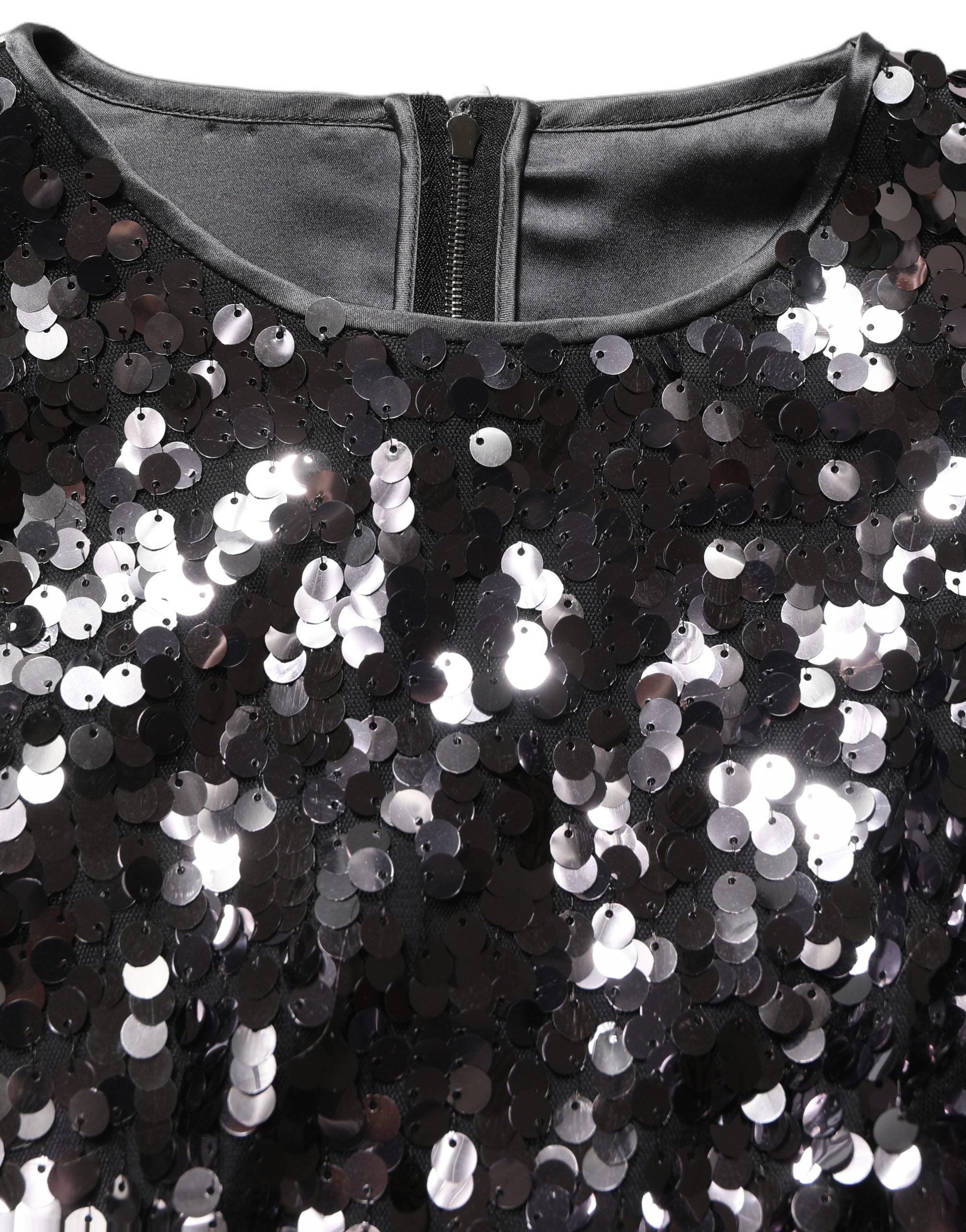 Dolce & Gabbana Schwarze Crop-Bluse mit Pailletten und langen Ärmeln-2