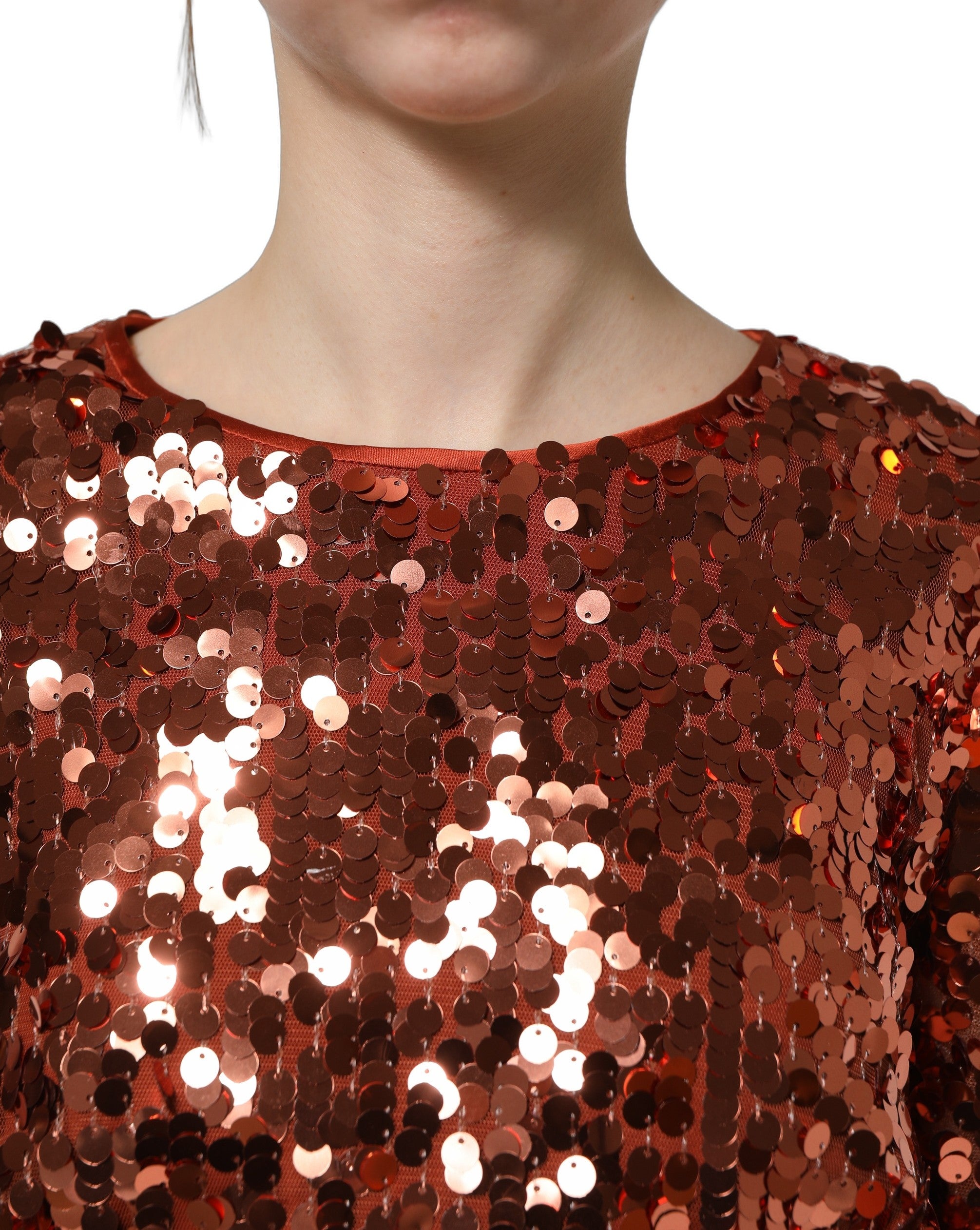 Dolce & Gabbana Rotes Pailletten-Crop-Top mit langen Ärmeln-3