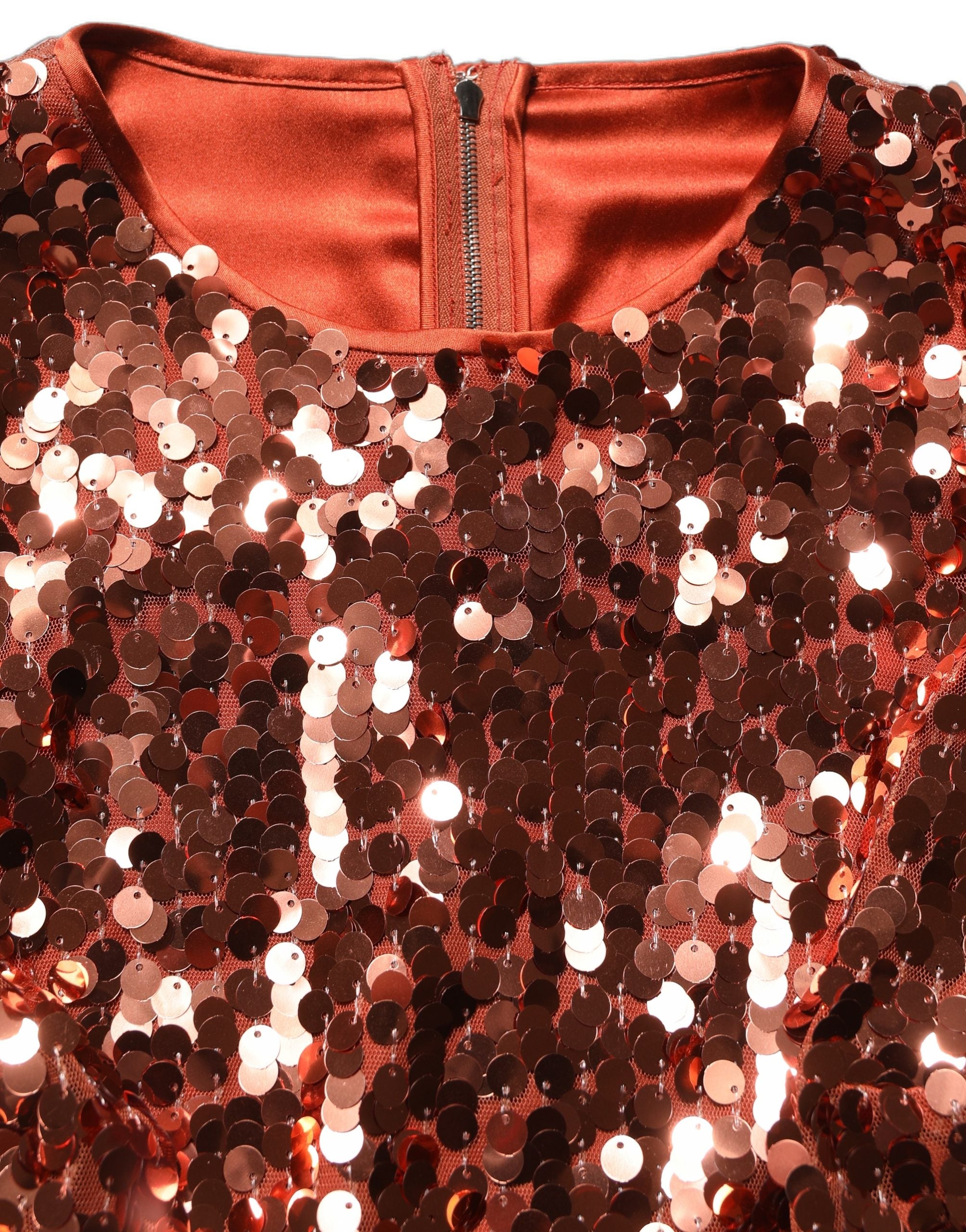 Dolce & Gabbana Rotes Pailletten-Crop-Top mit langen Ärmeln-4