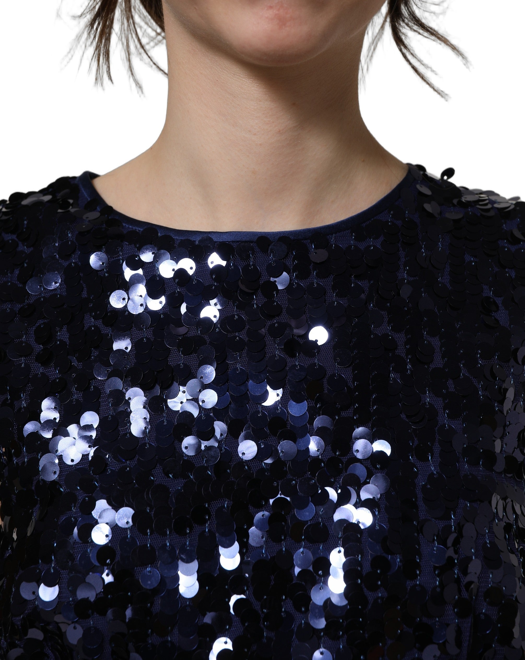 Dolce & Gabbana Blaues Pailletten-Top ohne Ärmel, Cropped-6
