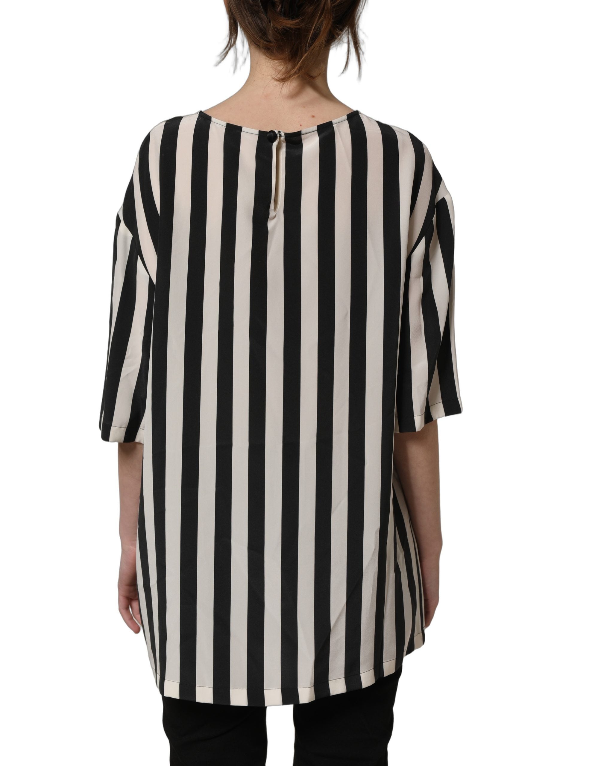 Dolce & Gabbana Bluse mit Rundhalsausschnitt und schwarz-weißen Streifen-5