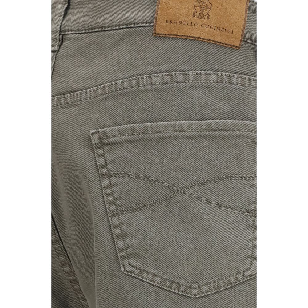 Brunello Cucinelli Zweifarbige Baumwoll-Jeans Denim-3