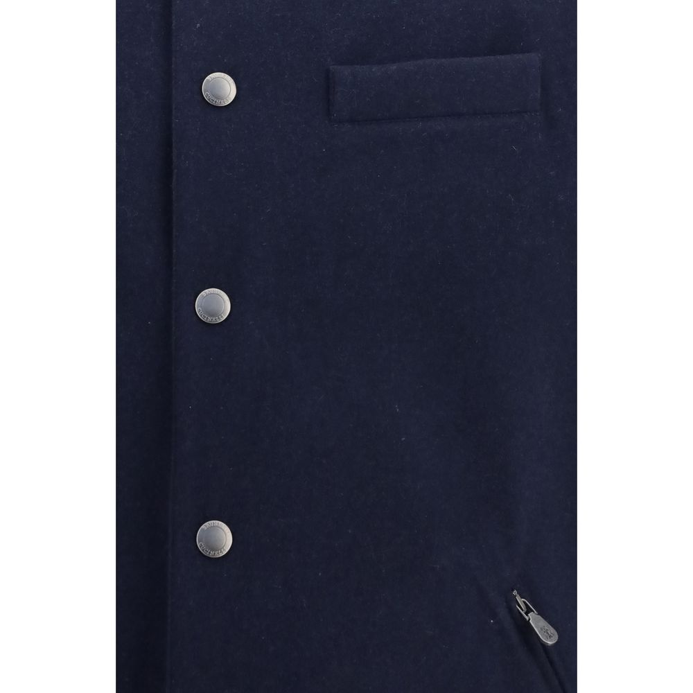 Brunello Cucinelli Ärmellose Jacke aus Lammwolle Aries in Blau-3