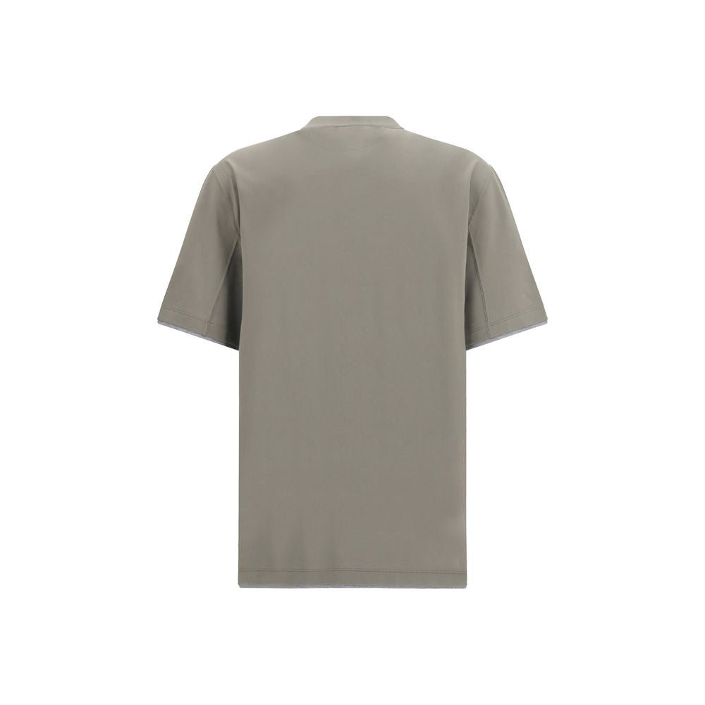 Brunello Cucinelli Bicolor Cotton T-Shirt-2
