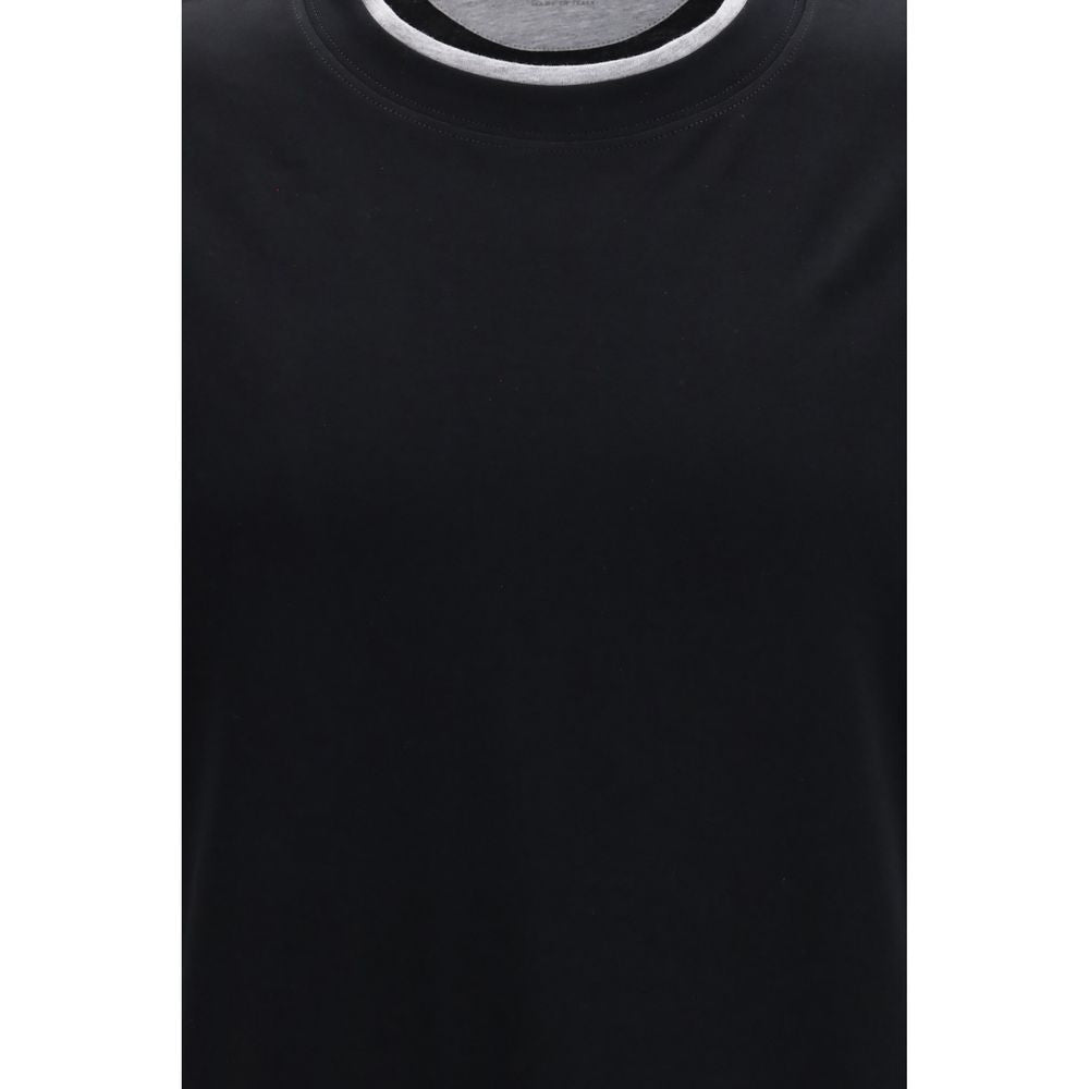 Brunello Cucinelli Schwarzes Baumwoll-T-Shirt-3