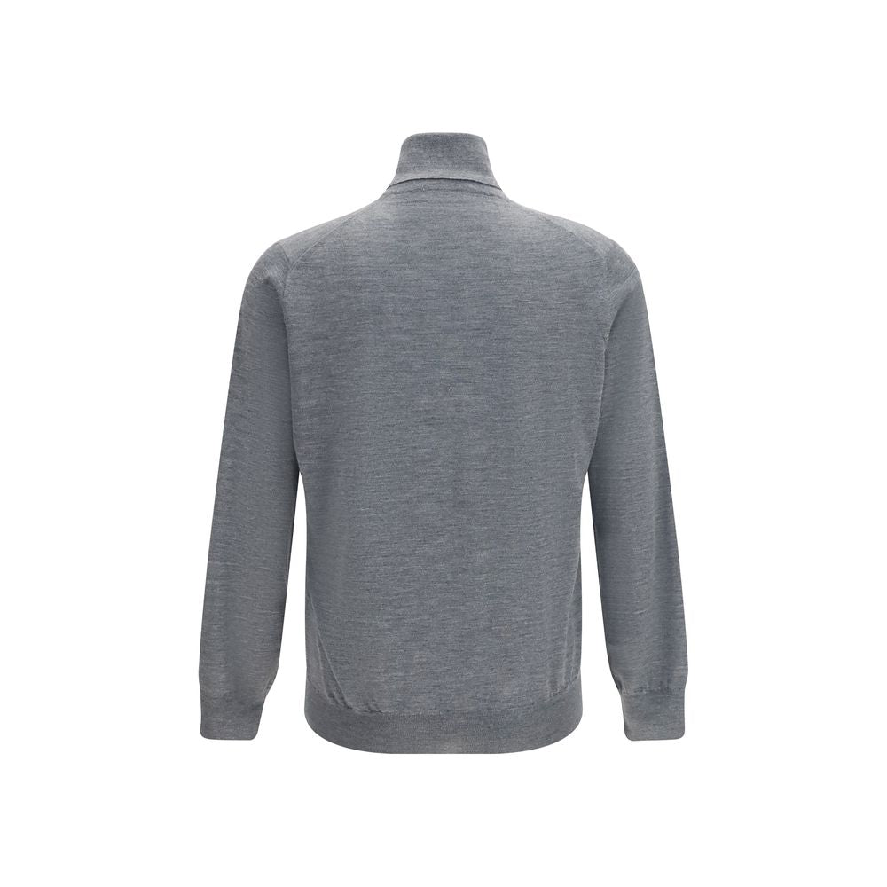Brunello Cucinelli Grauer Wollpullover Aries mit Rollkragen-2