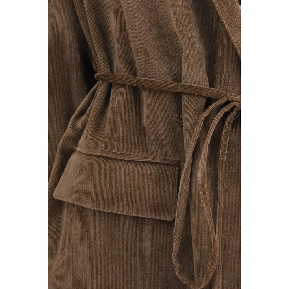 Brunello Cucinelli Brauner Viskose-Mantel in voller Länge-3