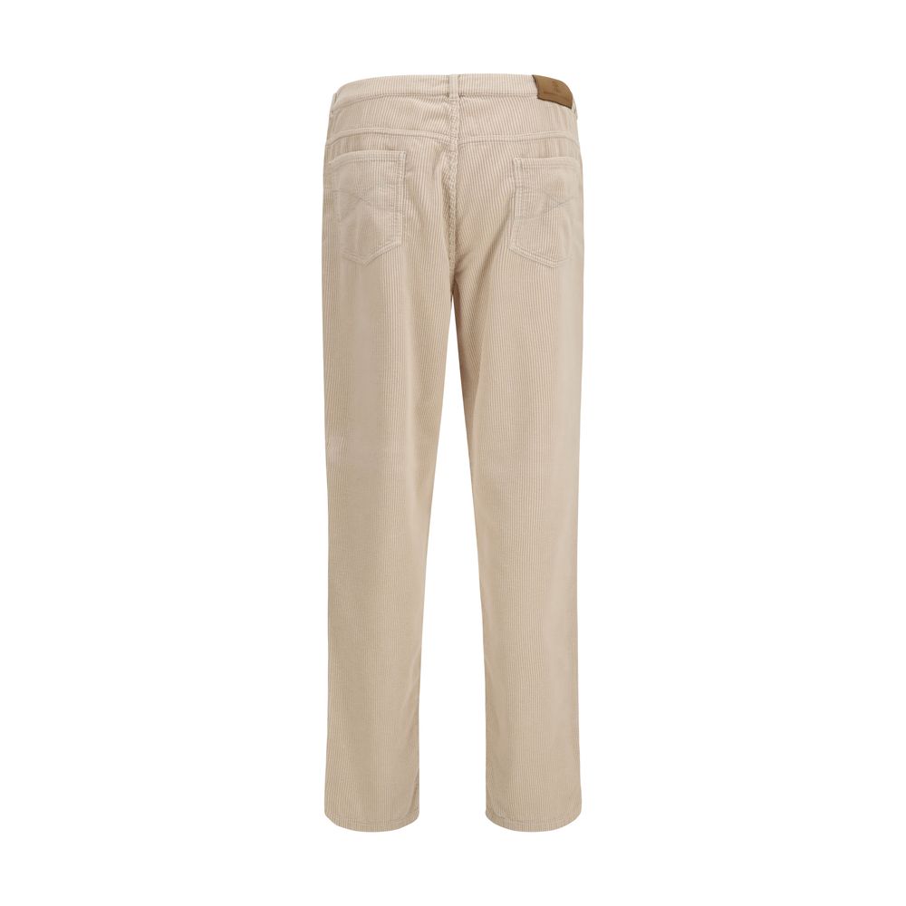 Brunello Cucinelli Beige Cotton Casual Pants-2