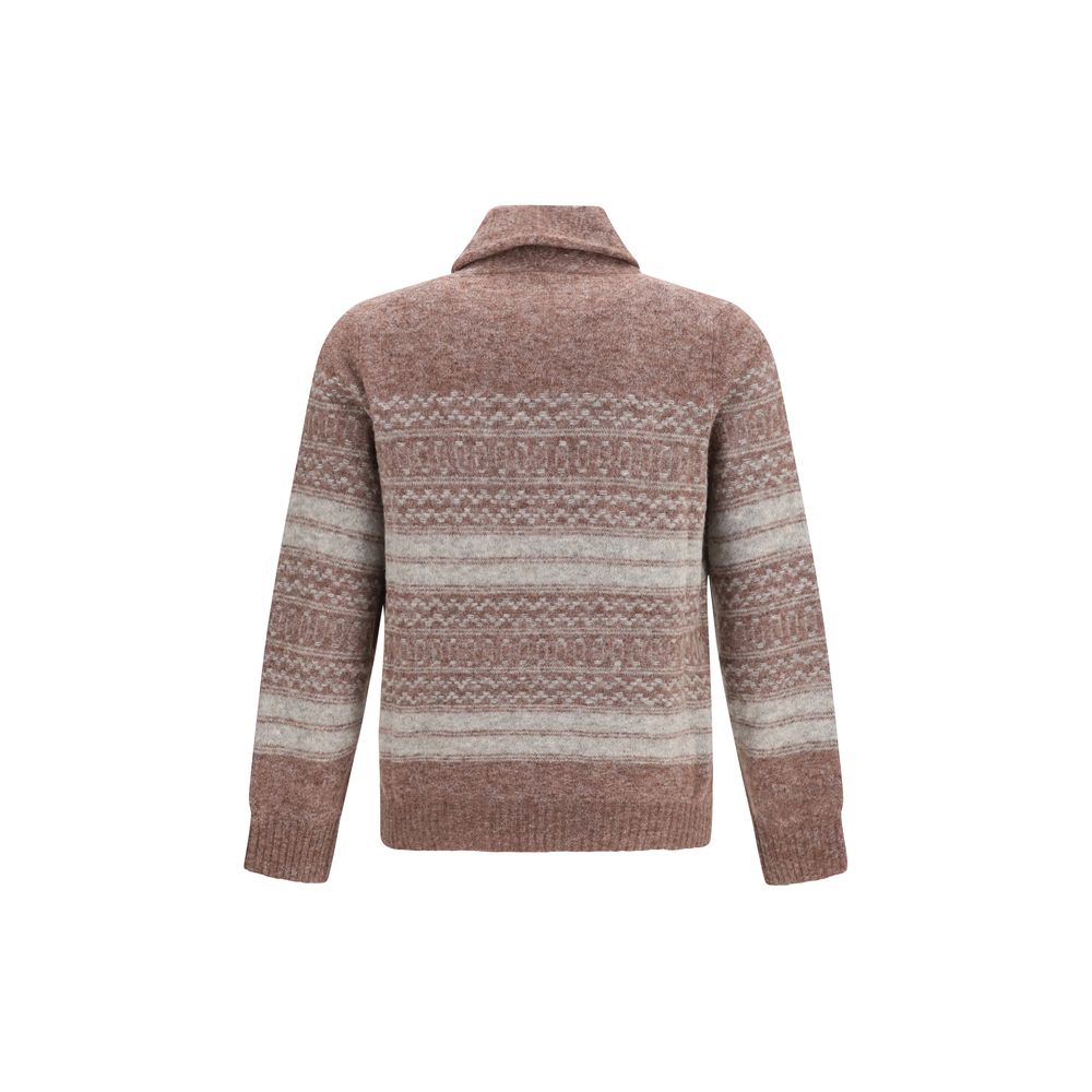 Brunello Cucinelli Cardigan aus Bordeaux-Alpaka (Vicugna Pacos)-2