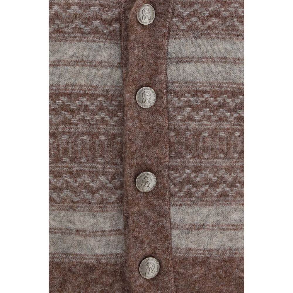 Brunello Cucinelli Cardigan aus Bordeaux-Alpaka (Vicugna Pacos)-3