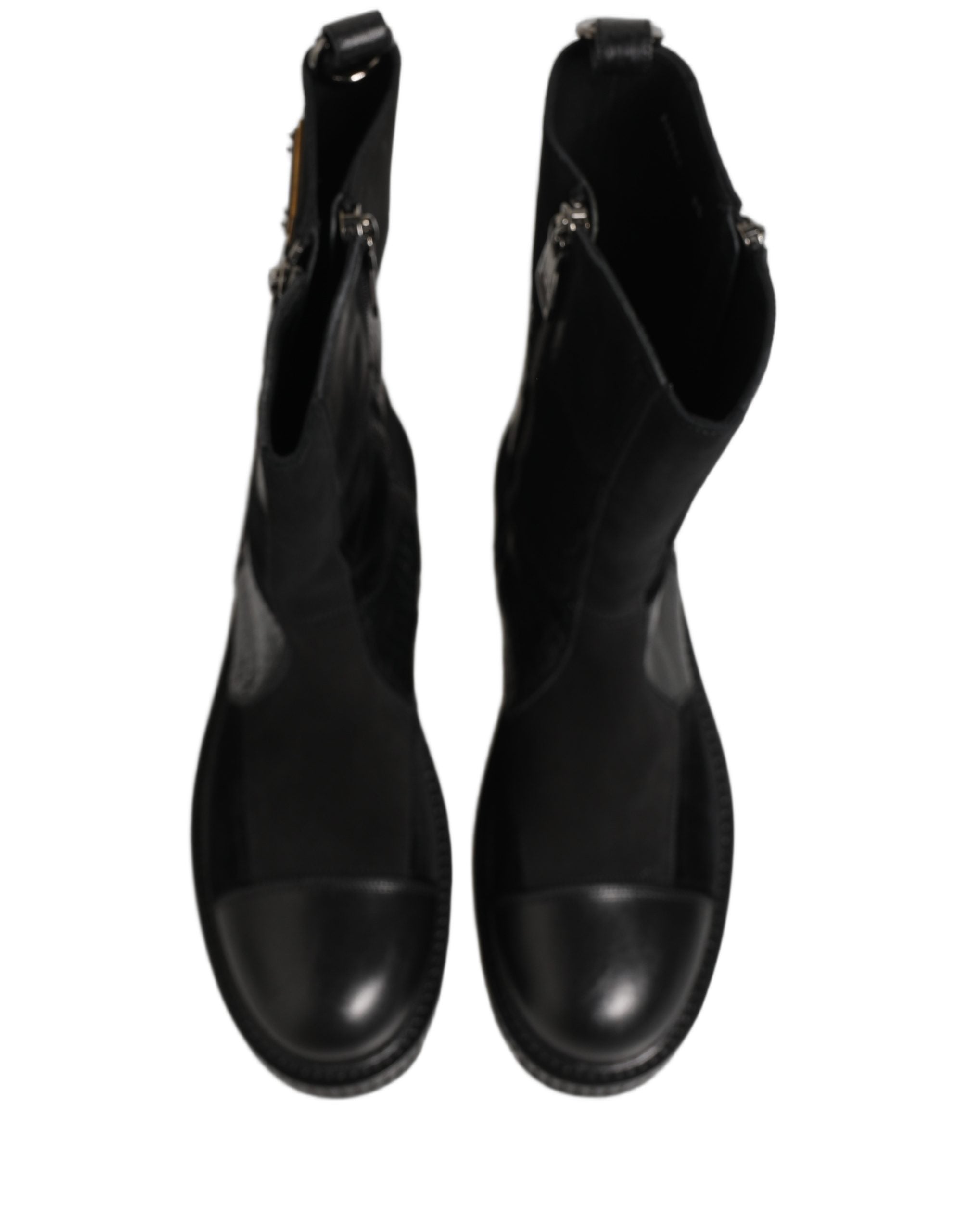 Dolce & Gabbana Schwarze Leder-Stiefeletten mit Patchwork-Optik-8