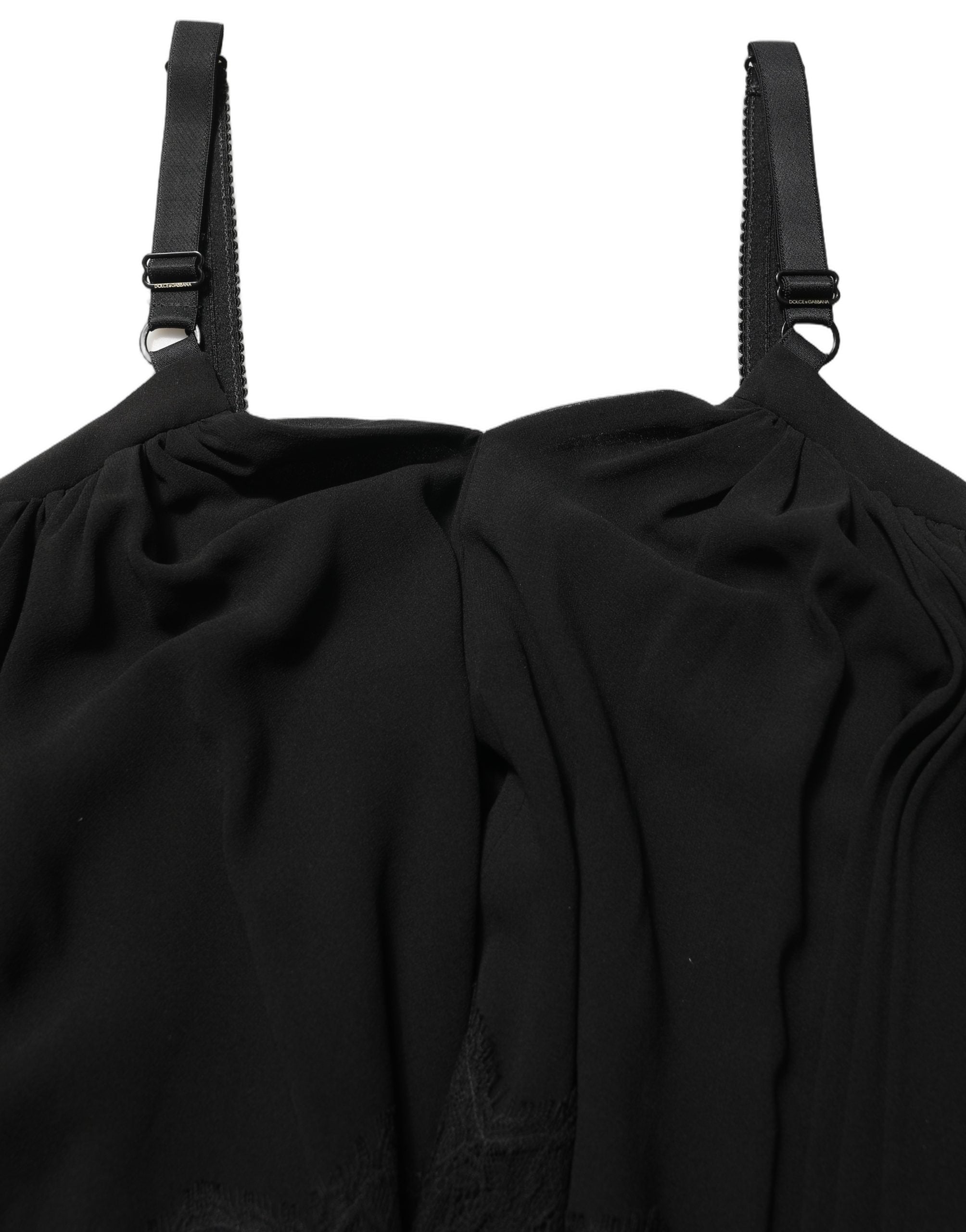 Dolce & Gabbana Schwarze ärmellose Blumen-Spitzen-Tanktop-Bluse-1