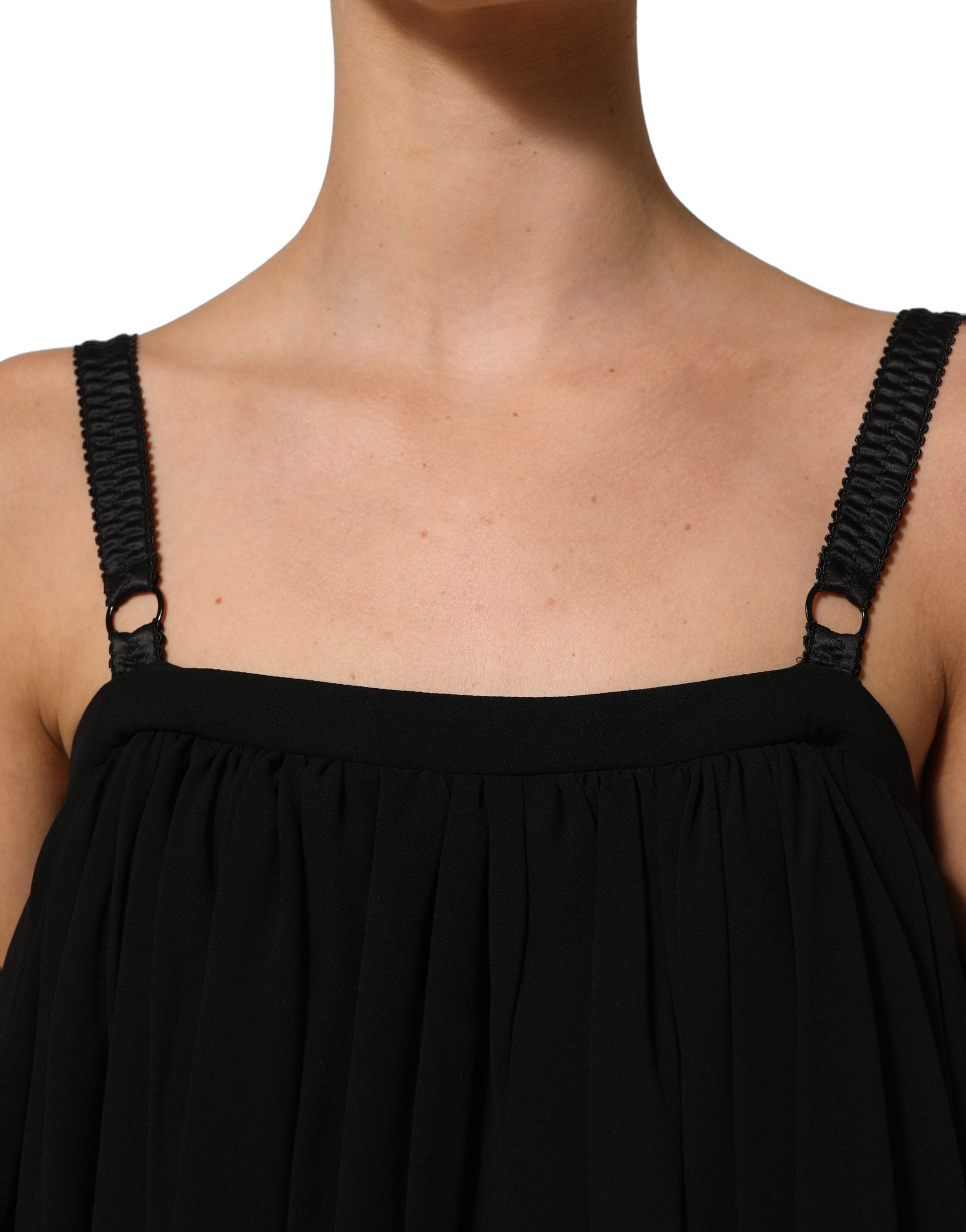 Dolce & Gabbana Schwarze ärmellose Blumen-Spitzen-Tanktop-Bluse-6