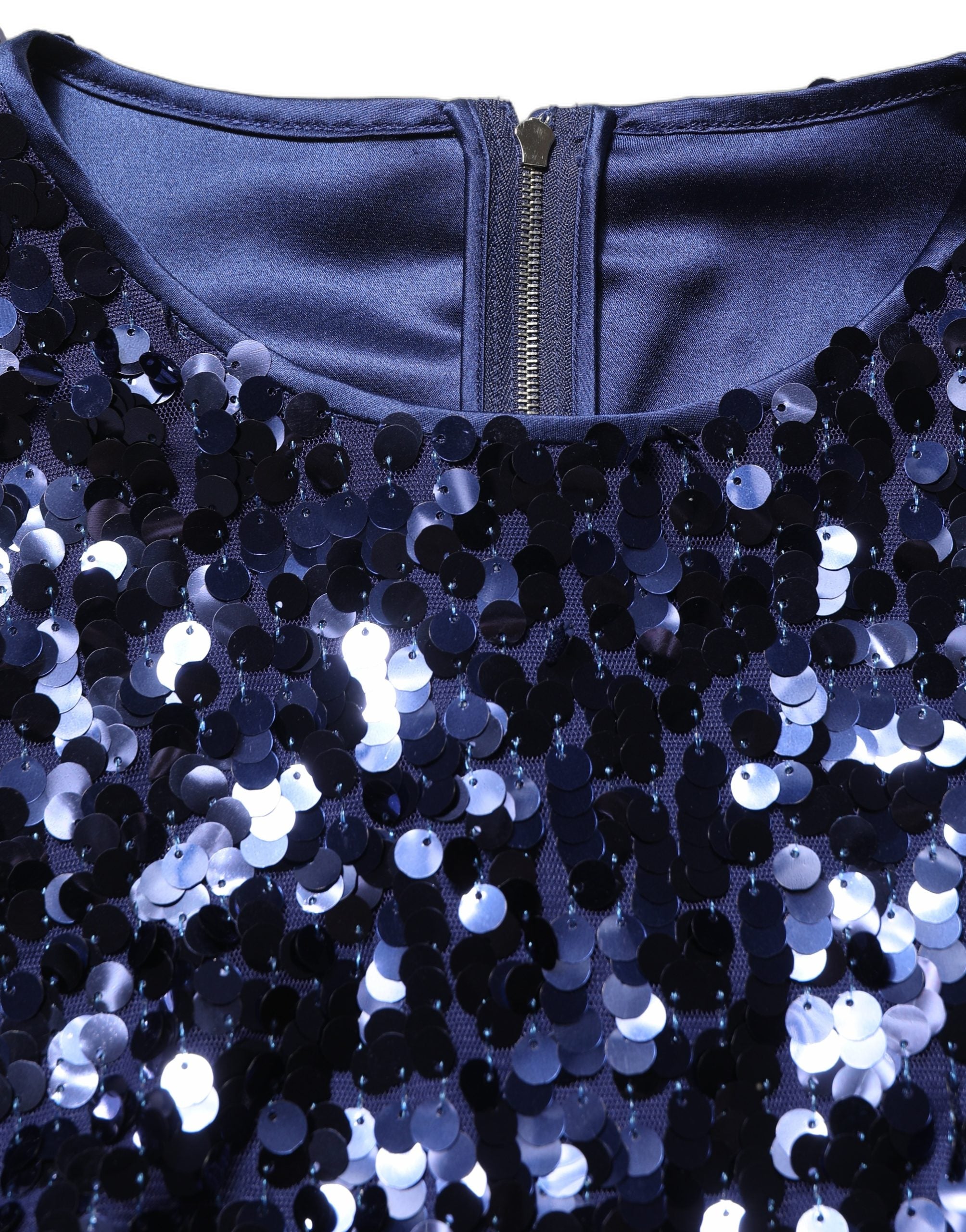 Dolce & Gabbana Blaues Pailletten-Crop-Top mit langen Ärmeln-4