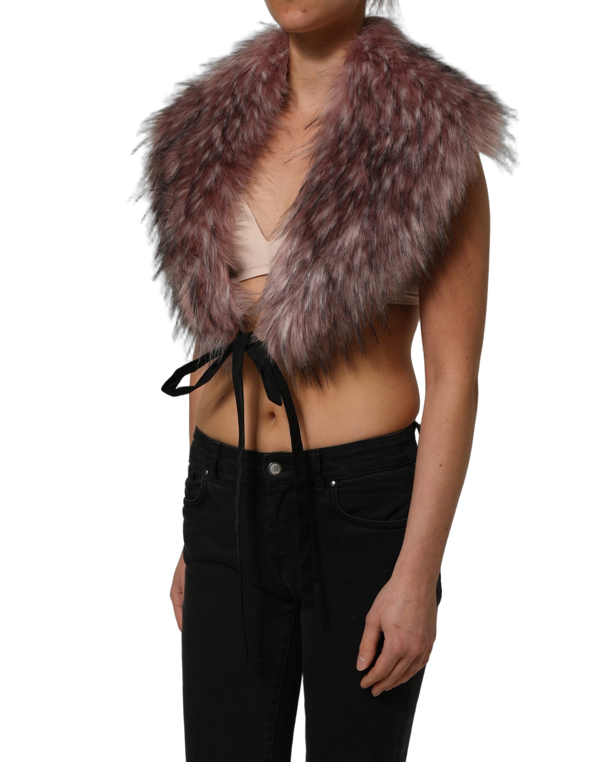 Dolce & Gabbana Pinker Strick-Bolero aus Kunstpelz-4