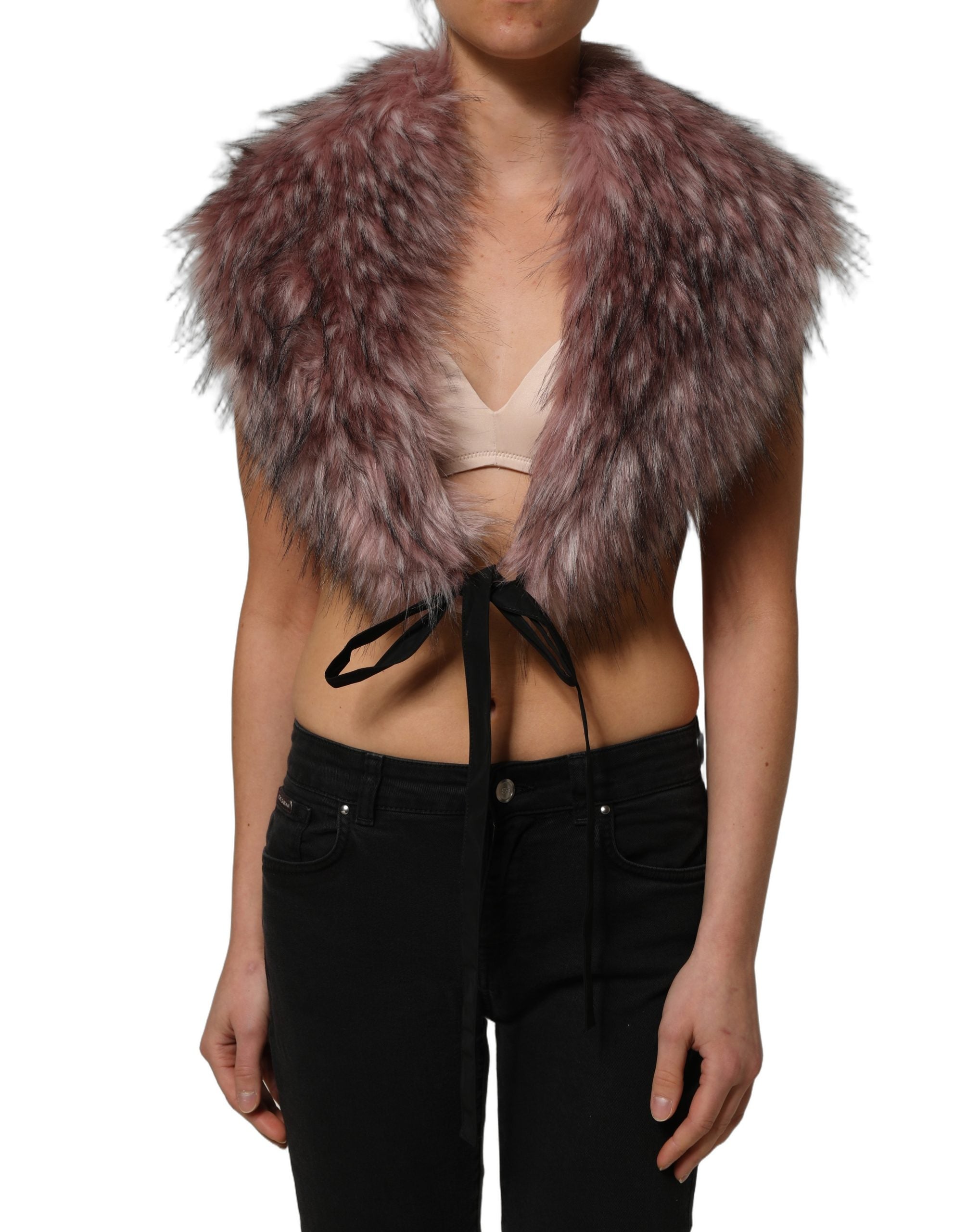 Dolce & Gabbana Pinker Strick-Bolero aus Kunstpelz-5
