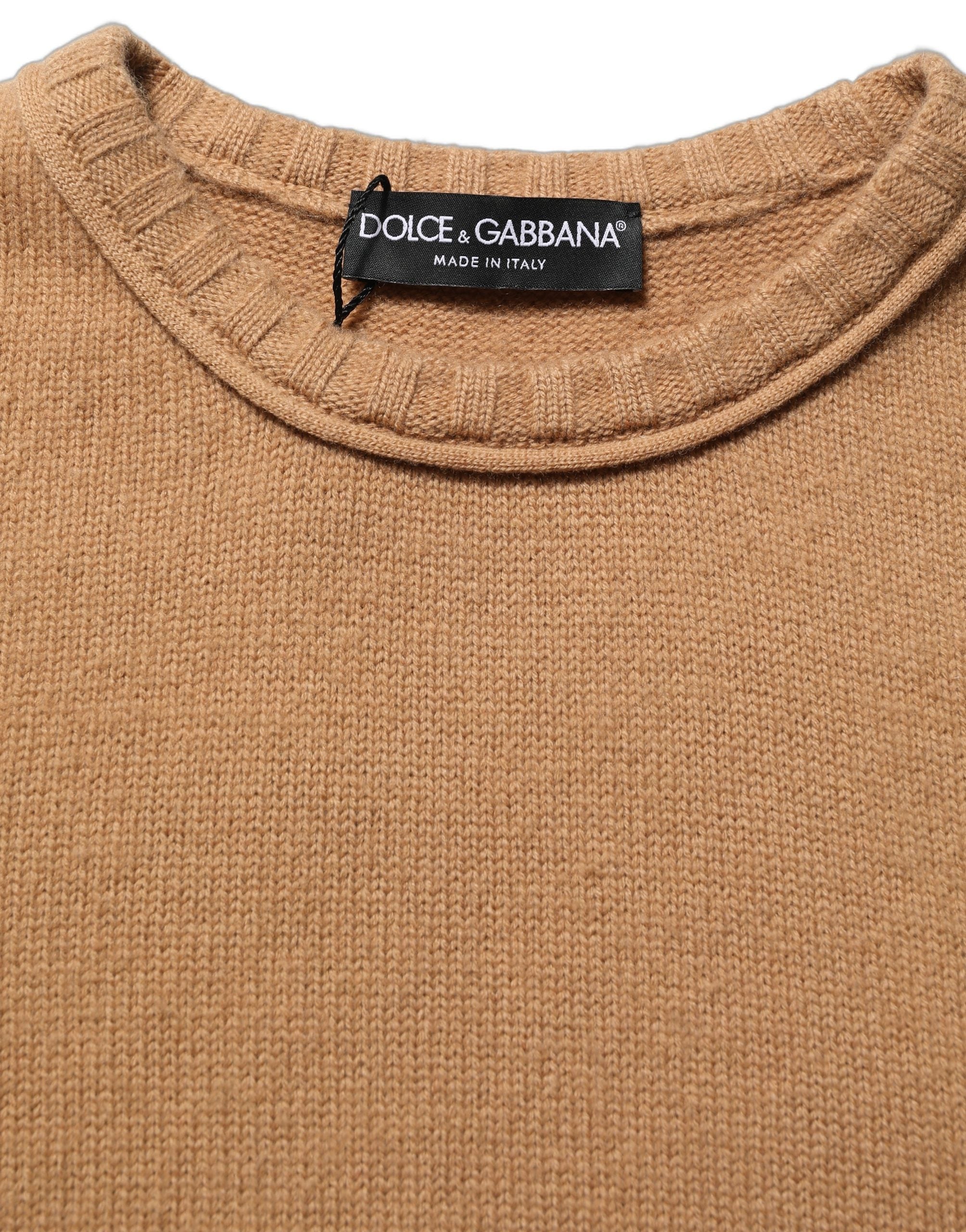 Dolce & Gabbana Kurzärmelige Cropped Bluse aus brauner Wolle-1