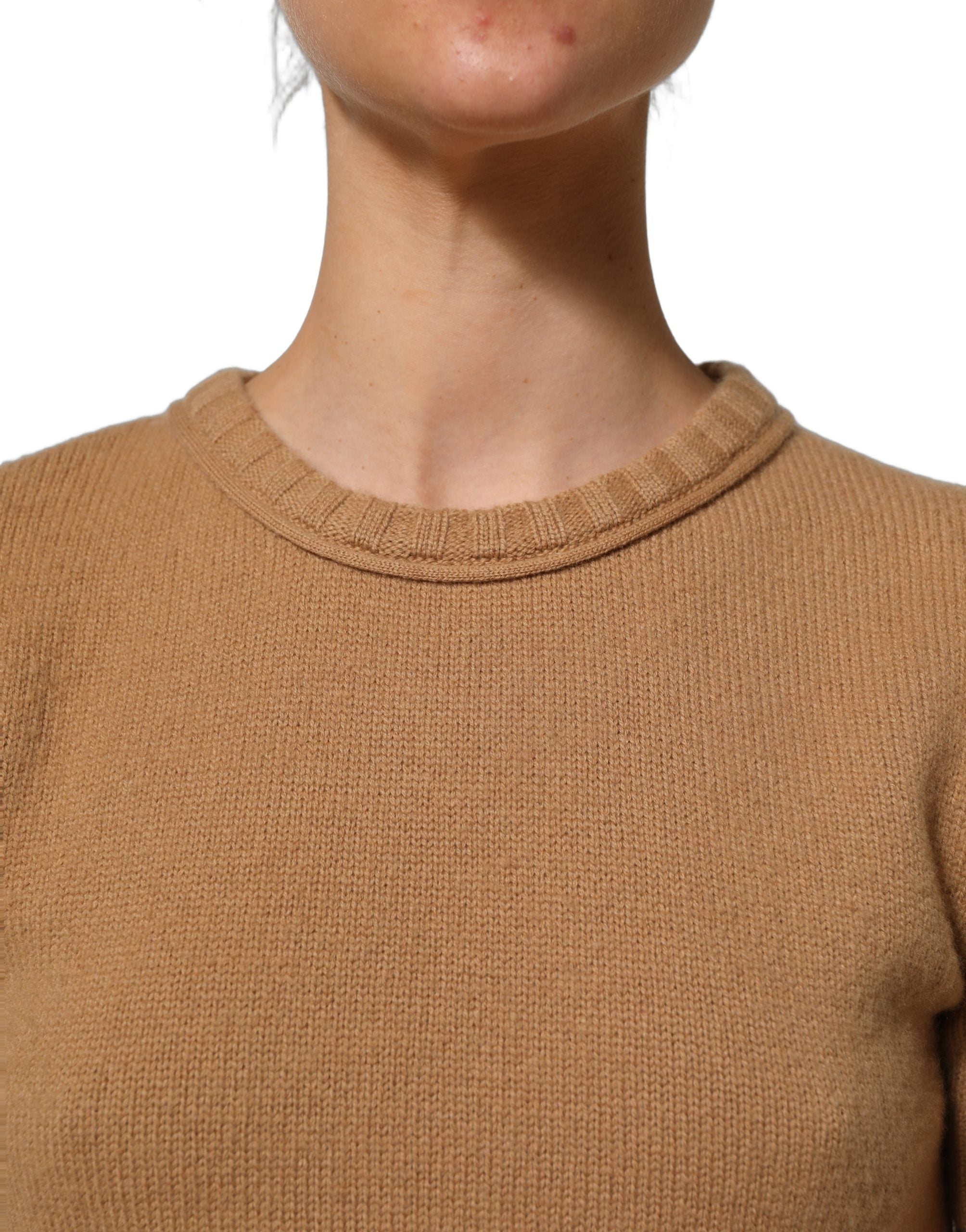 Dolce & Gabbana Kurzärmelige Cropped Bluse aus brauner Wolle-6