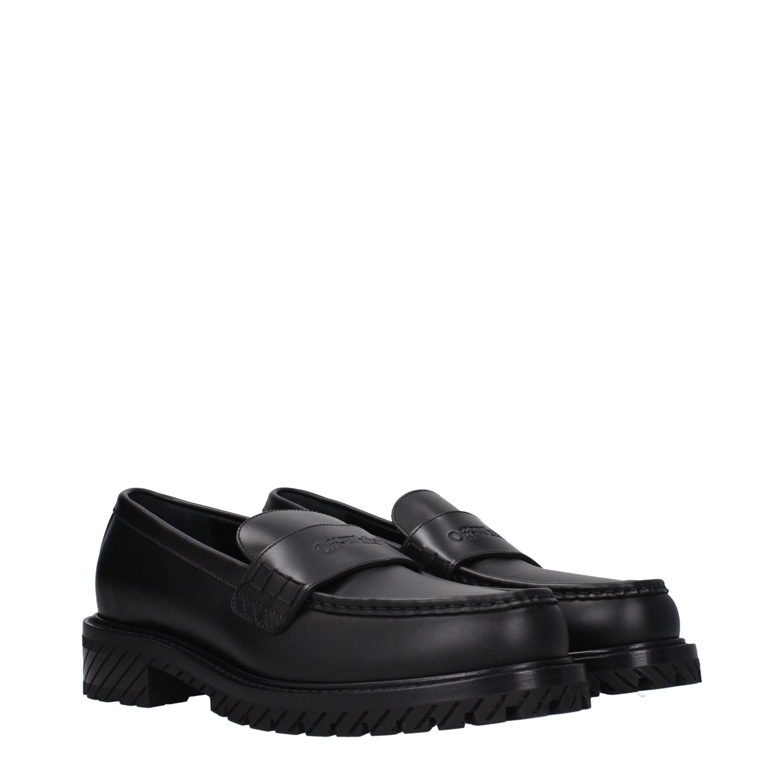 Off-White Schwarze Leder Loafer zum Hineinschlüpfen-2