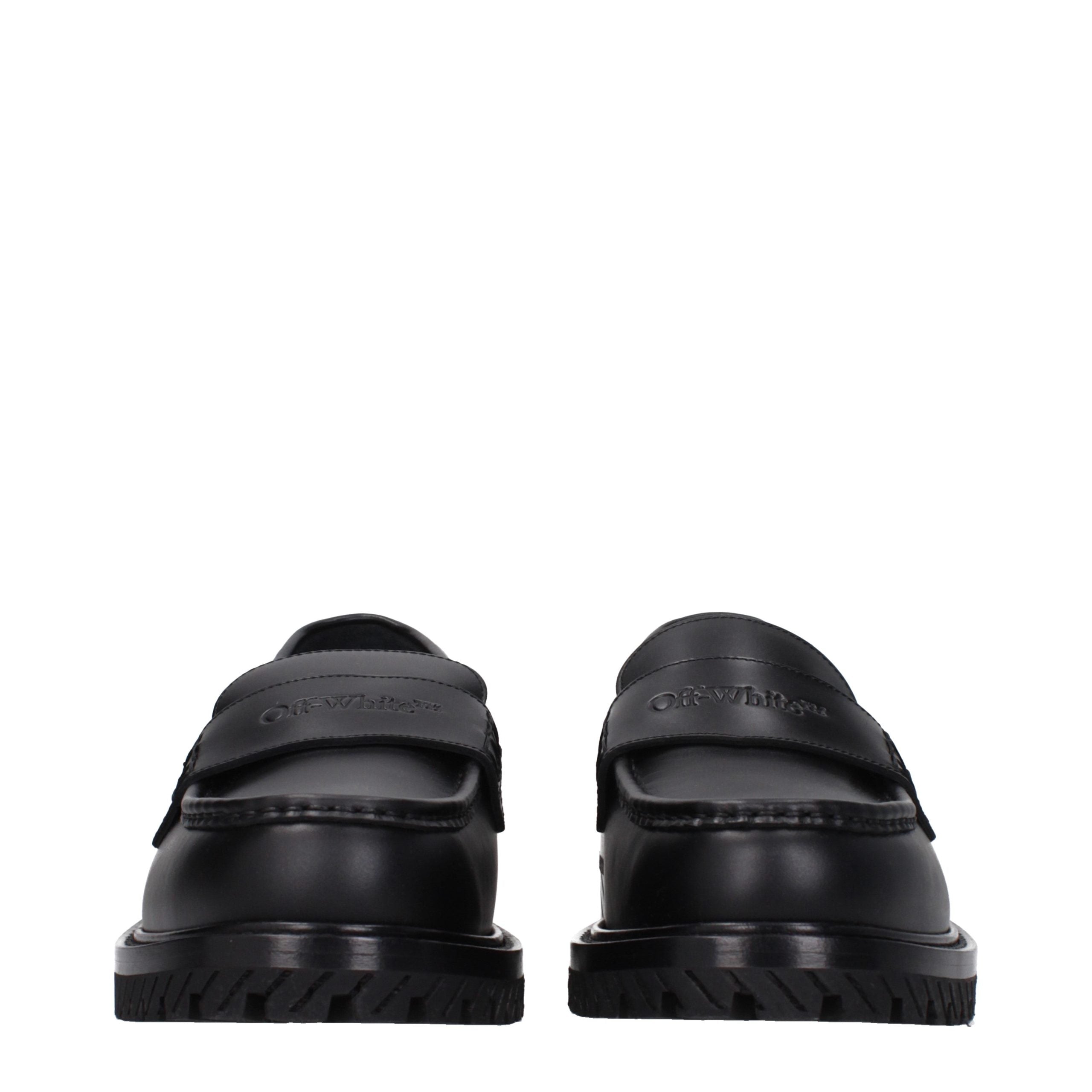 Off-White Schwarze Leder Loafer zum Hineinschlüpfen-3