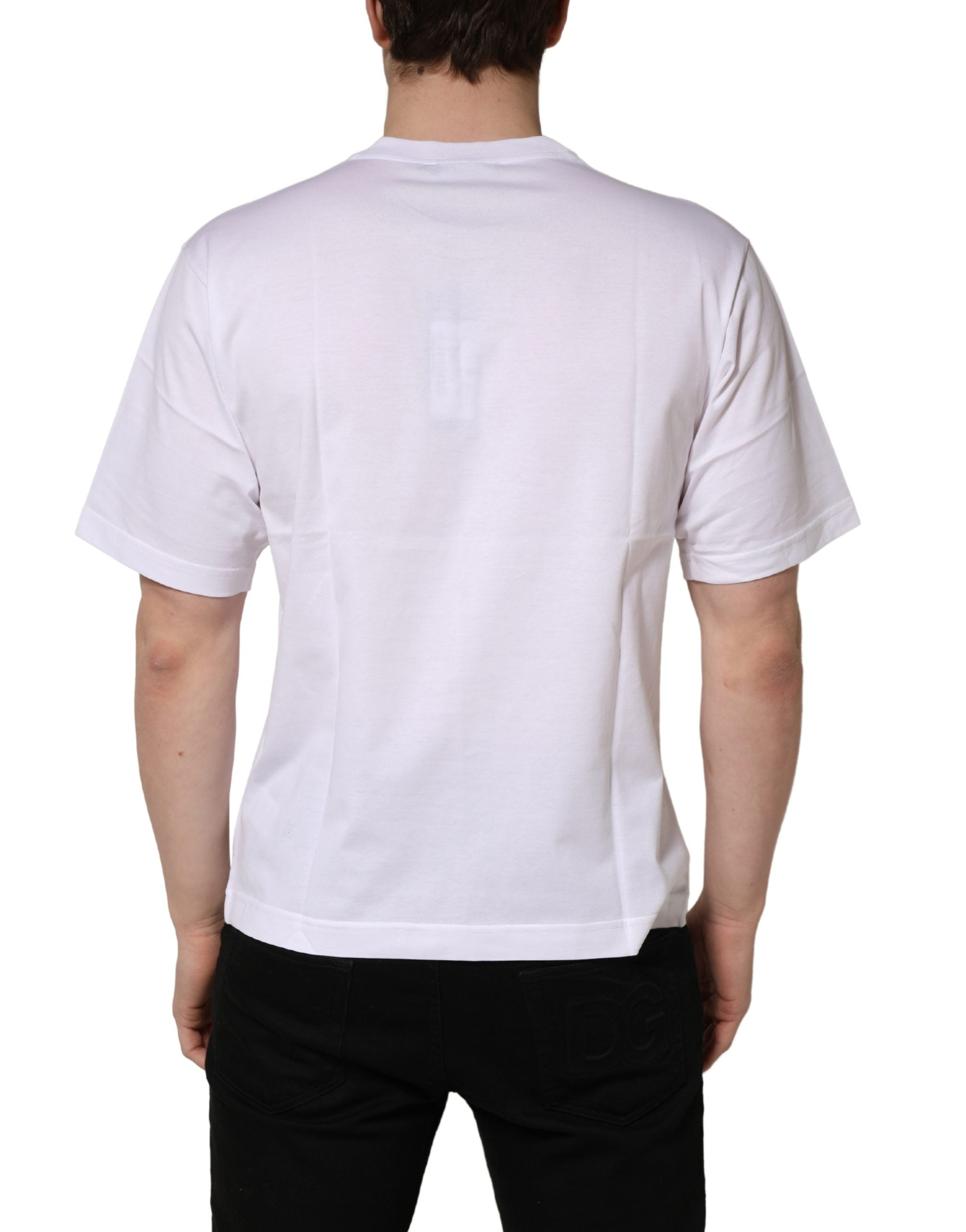 Dolce & Gabbana Weißes Metall DG Logo Baumwolle Kurzarm-T-Shirt-5