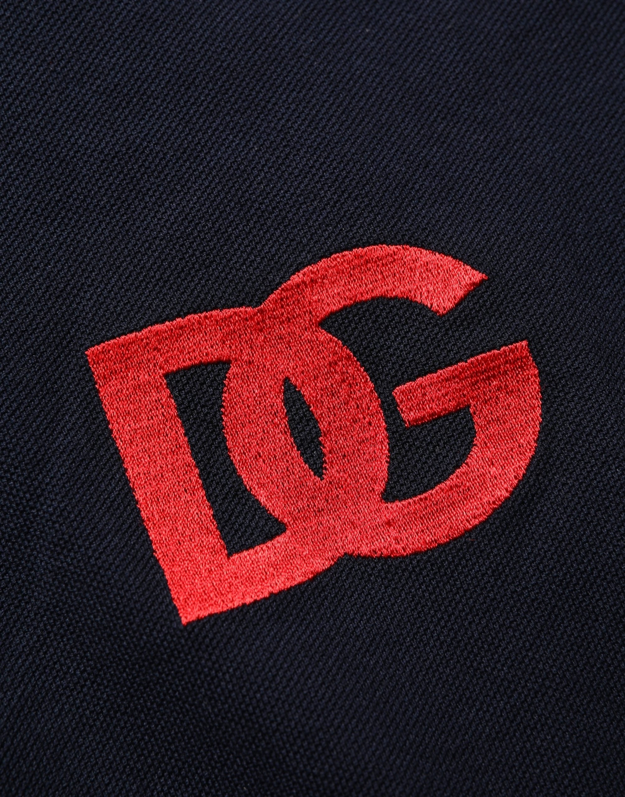 Dolce & Gabbana Schwarzes Polo-Shirt mit DG-Logo-Print und kurzen Ärmeln-1