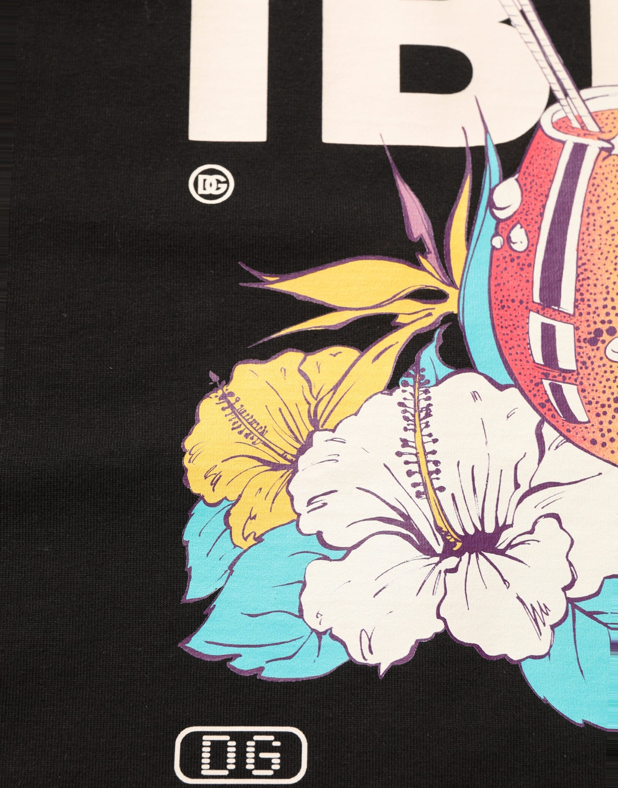 Dolce & Gabbana Schwarzes Tropical "IBIZA" Herren T-Shirt mit Rundhalsausschnitt-5